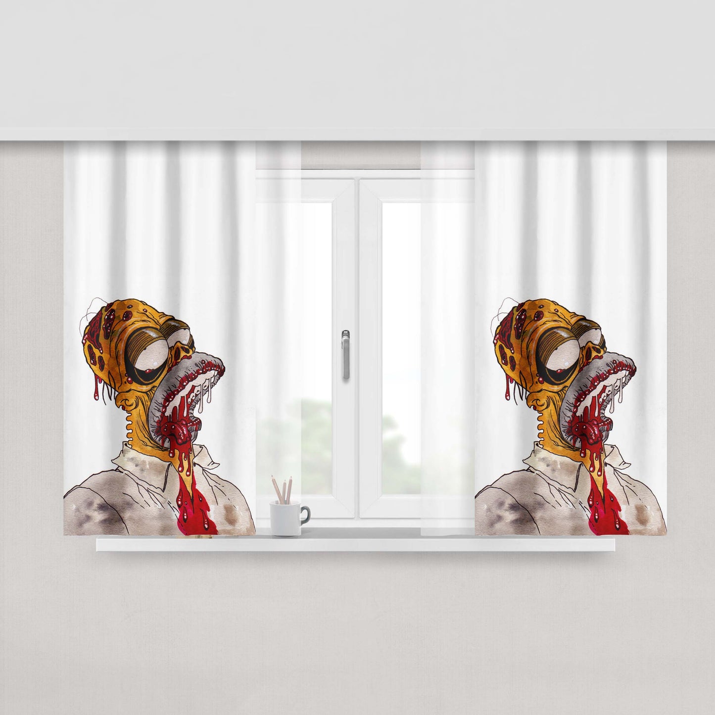 Homer Want Dough Brains Peach Skin Window Curtains