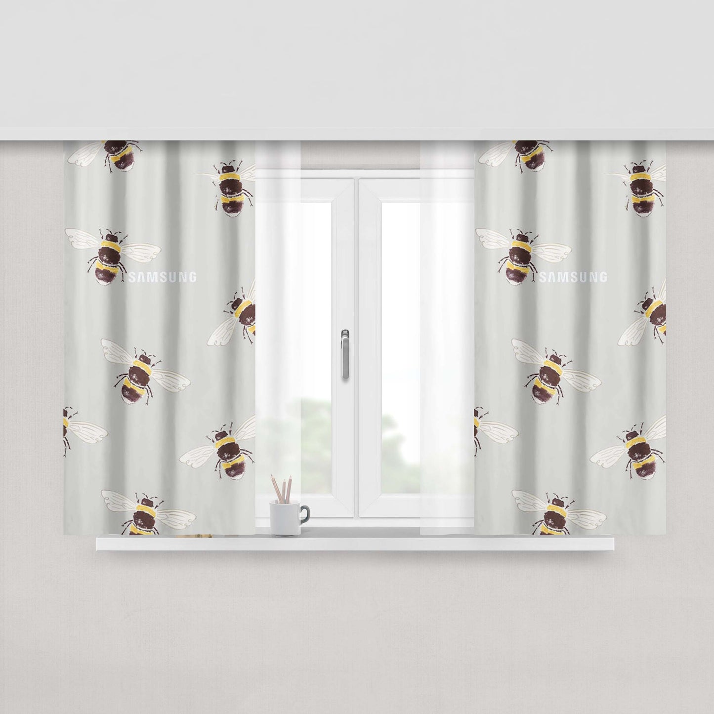 Honey Bee Patern Peach Skin Window Curtains