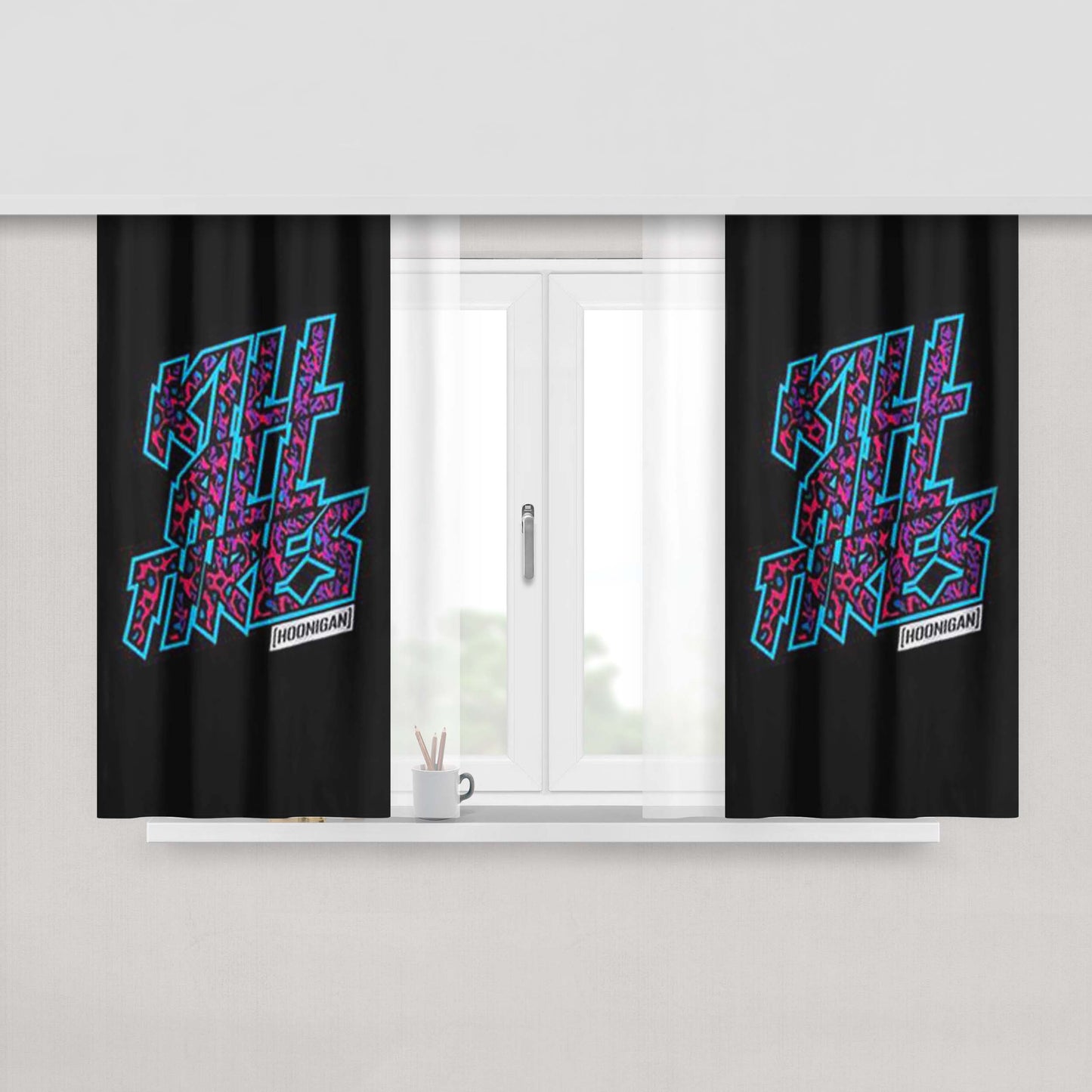 Hoonigan Kill All Tires Peach Skin Window Curtains