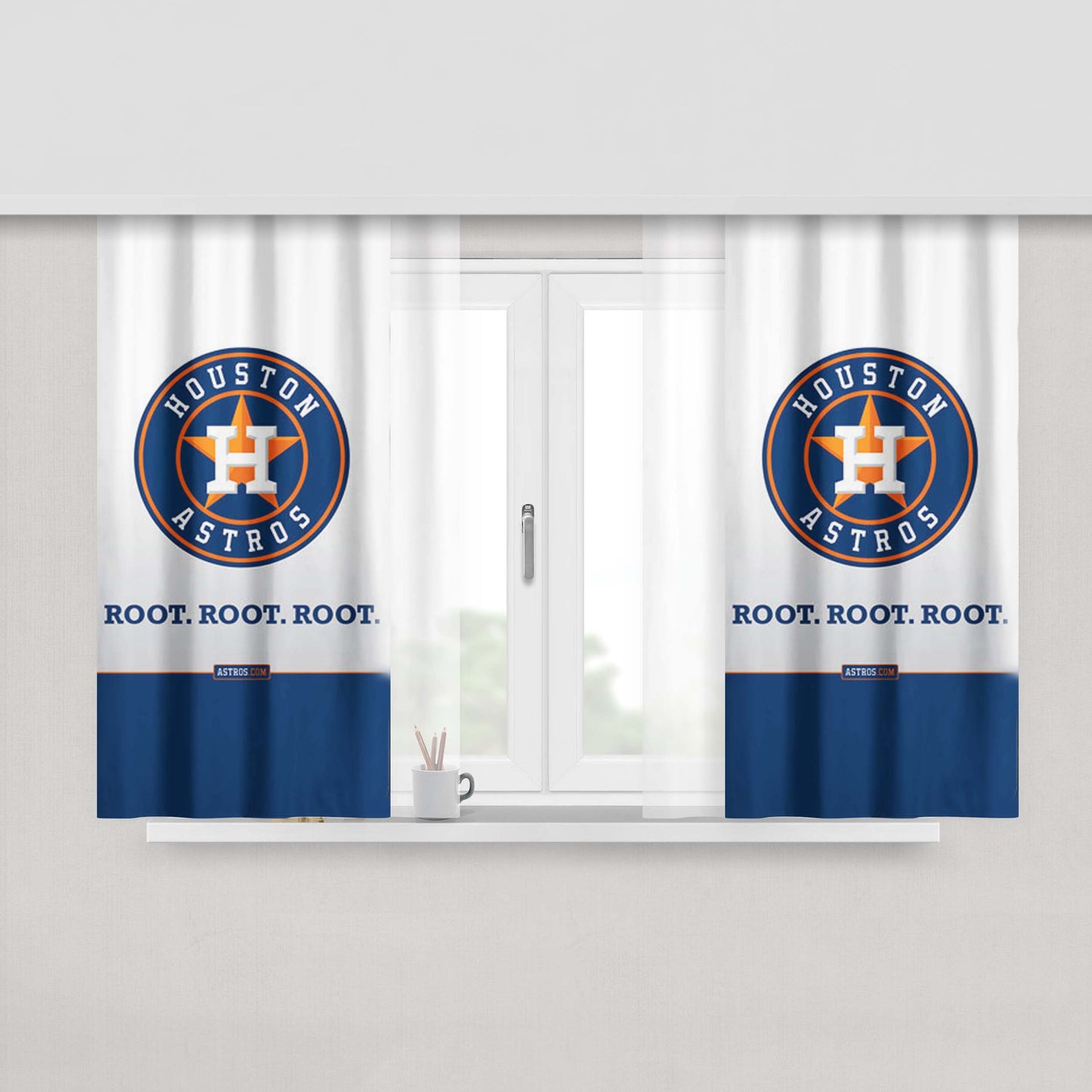 Houston Astros Art Peach Skin Window Curtains