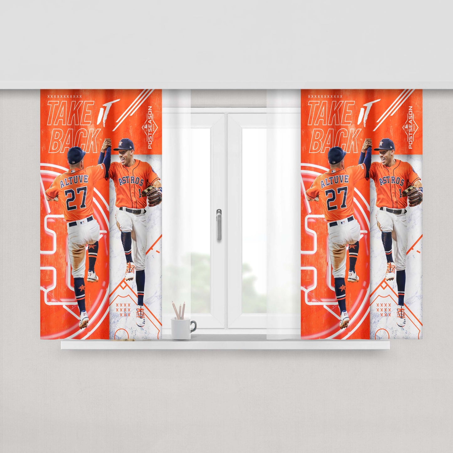 Houston Astros Take It Back Peach Skin Window Curtains