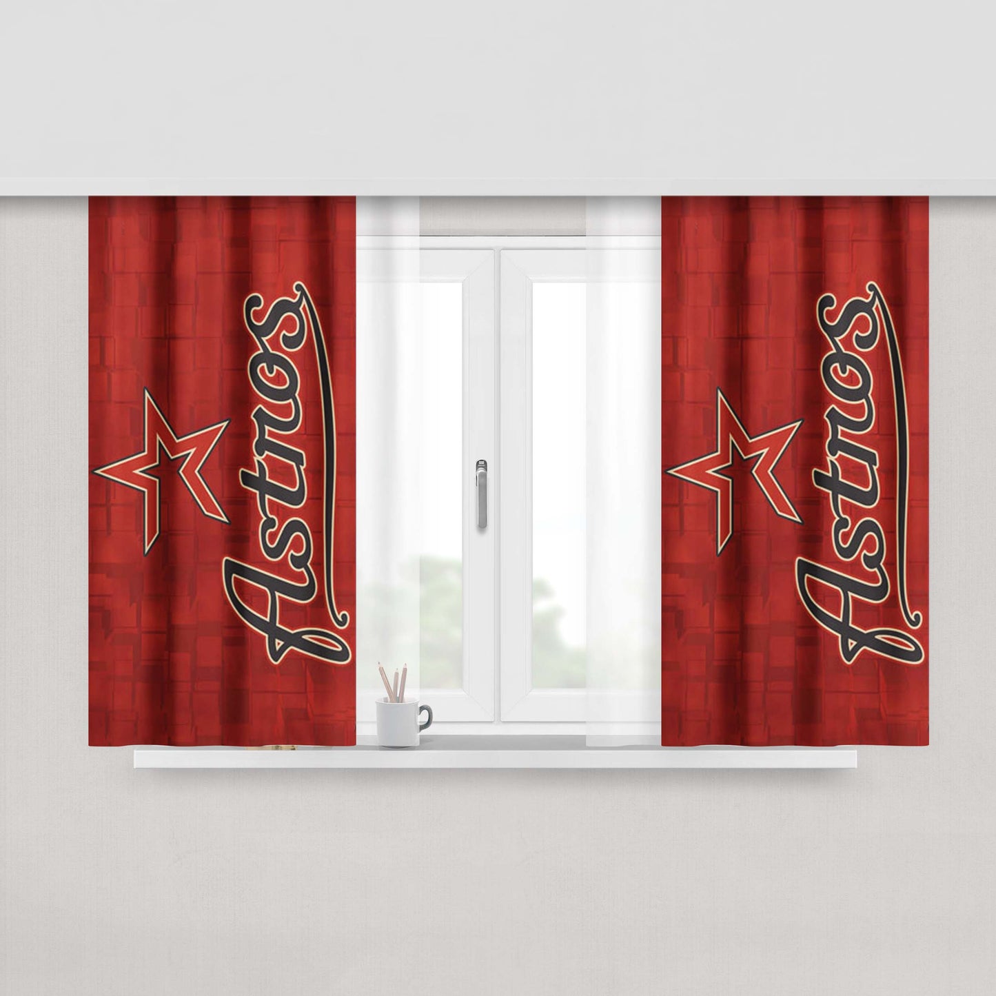 Houston Astros Texture Peach Skin Window Curtains