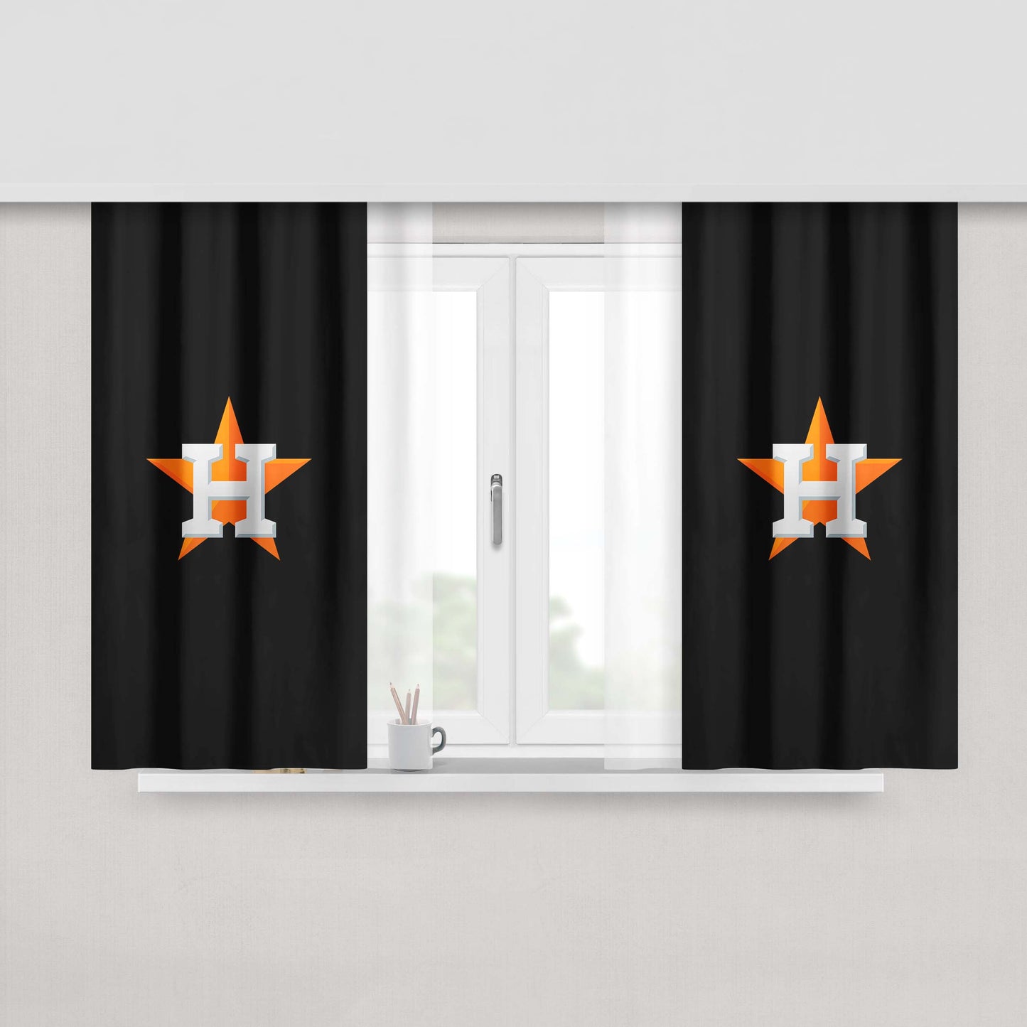 Houston Astros Wallp Peach Skin Window Curtains