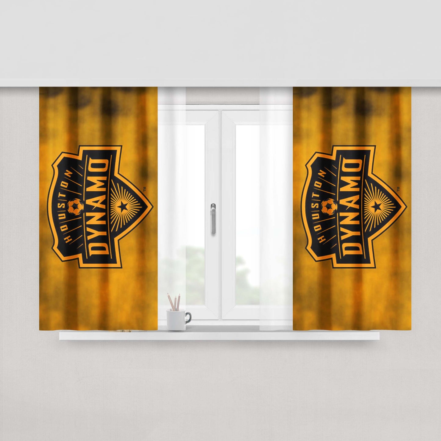 Houston Dynamo Logo Peach Skin Window Curtains