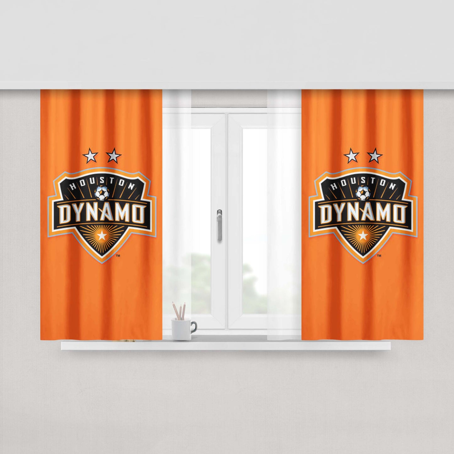 Houston Dynamo Soccer Club Peach Skin Window Curtains