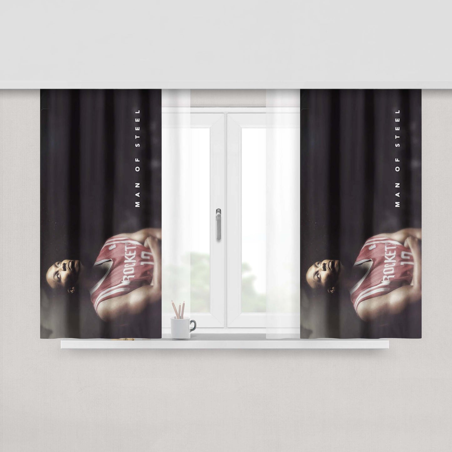 Houston Rockets Man Of Steel Peach Skin Window Curtains