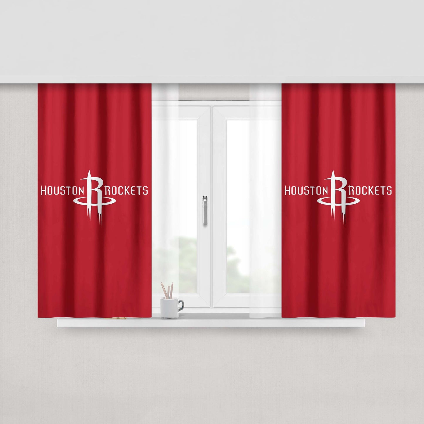 Houston Rockets Peach Skin Window Curtains