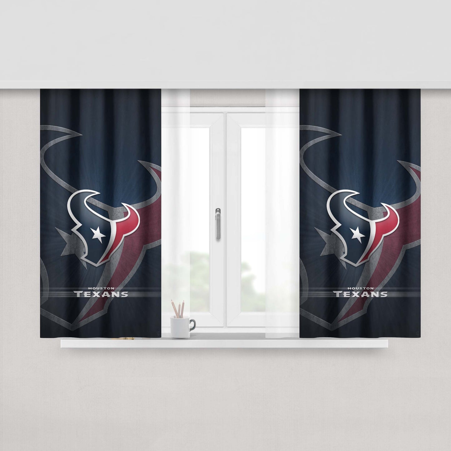 Houston Texans Logo Wallpaper Peach Skin Window Curtains