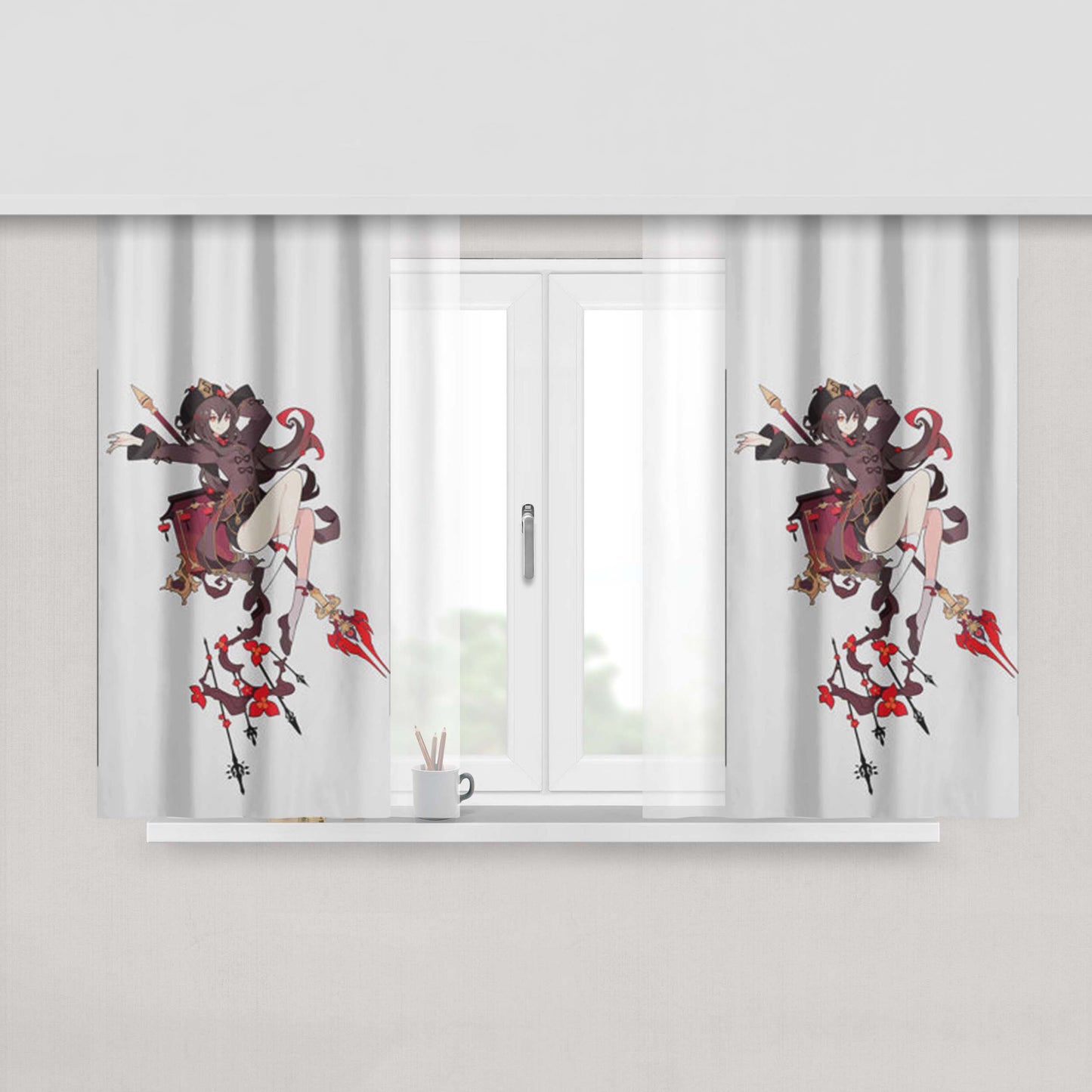 Hu Tao Genshin Impact Peach Skin Window Curtains