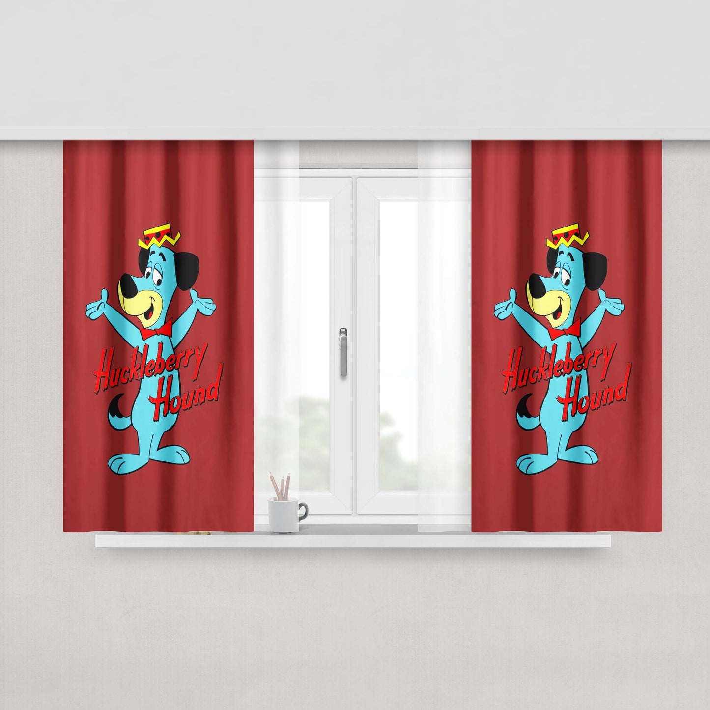 Huckleberry Hound Doggie Peach Skin Window Curtains