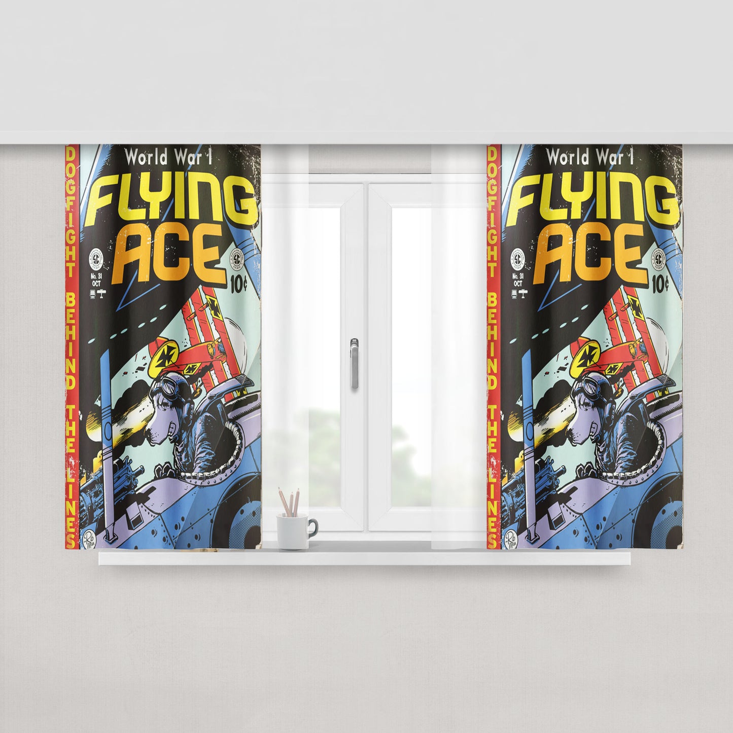Flying Ace Snoopy Peach Skin Window Curtains
