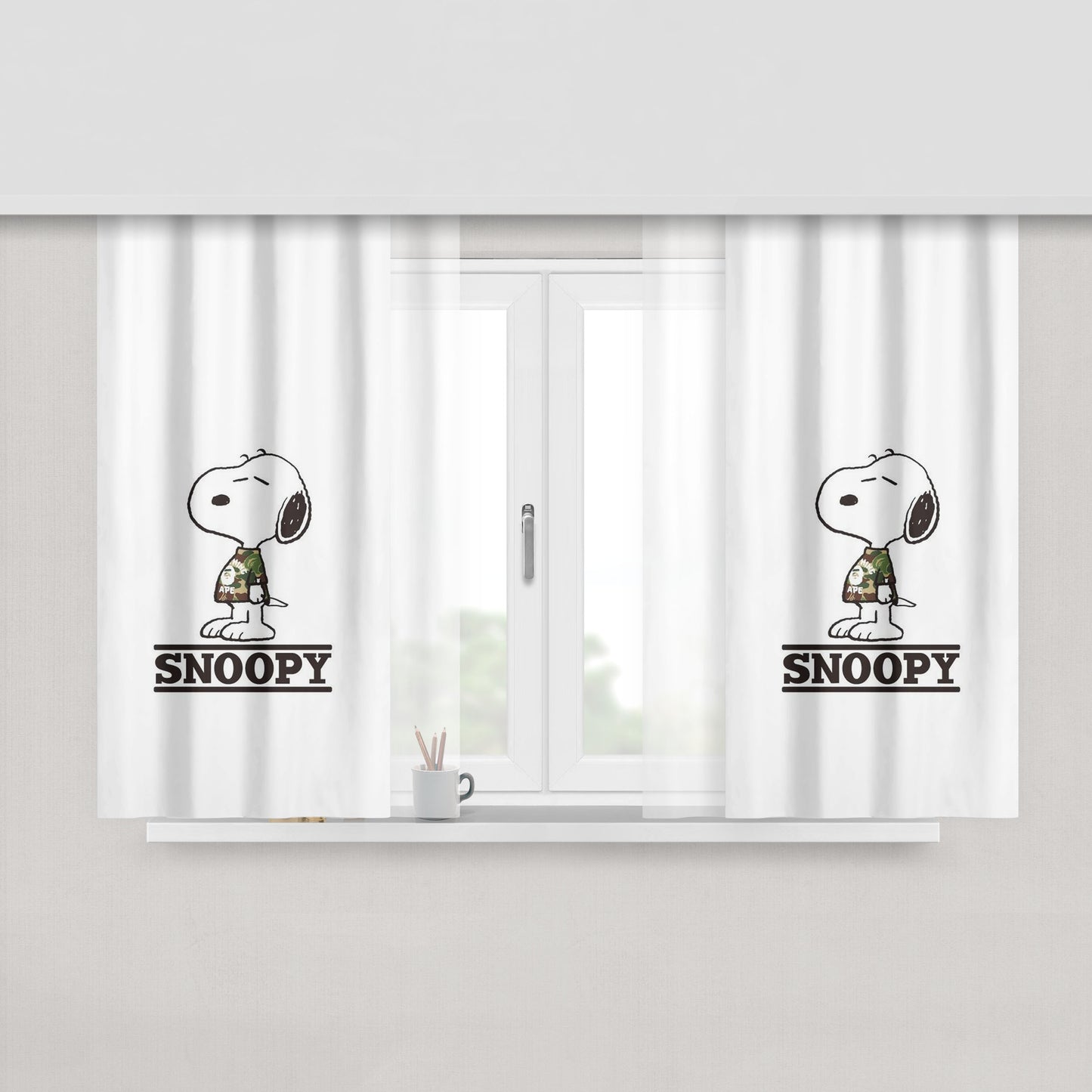 Snoopy Badboy Hypebeast Streetwear Style Peach Skin Window Curtains