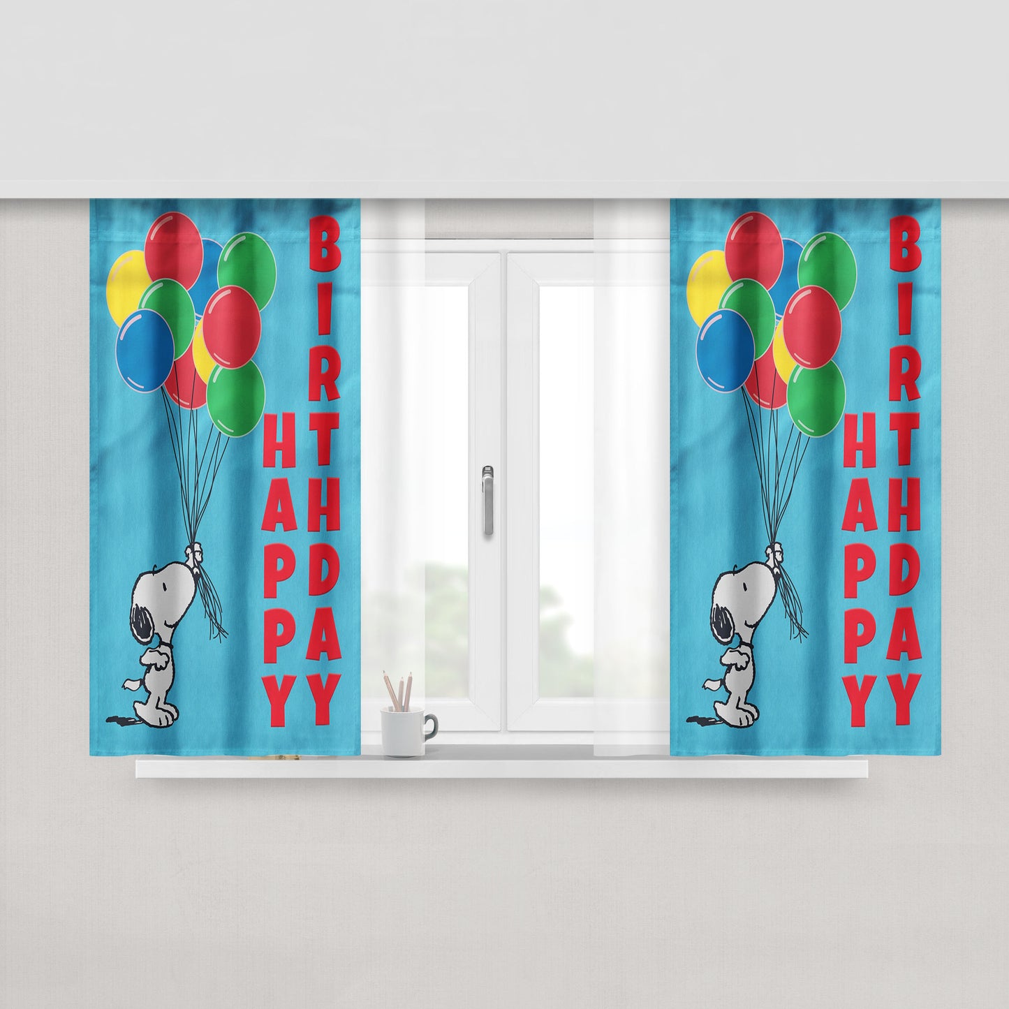 Snoopy Bbq Peach Skin Window Curtains