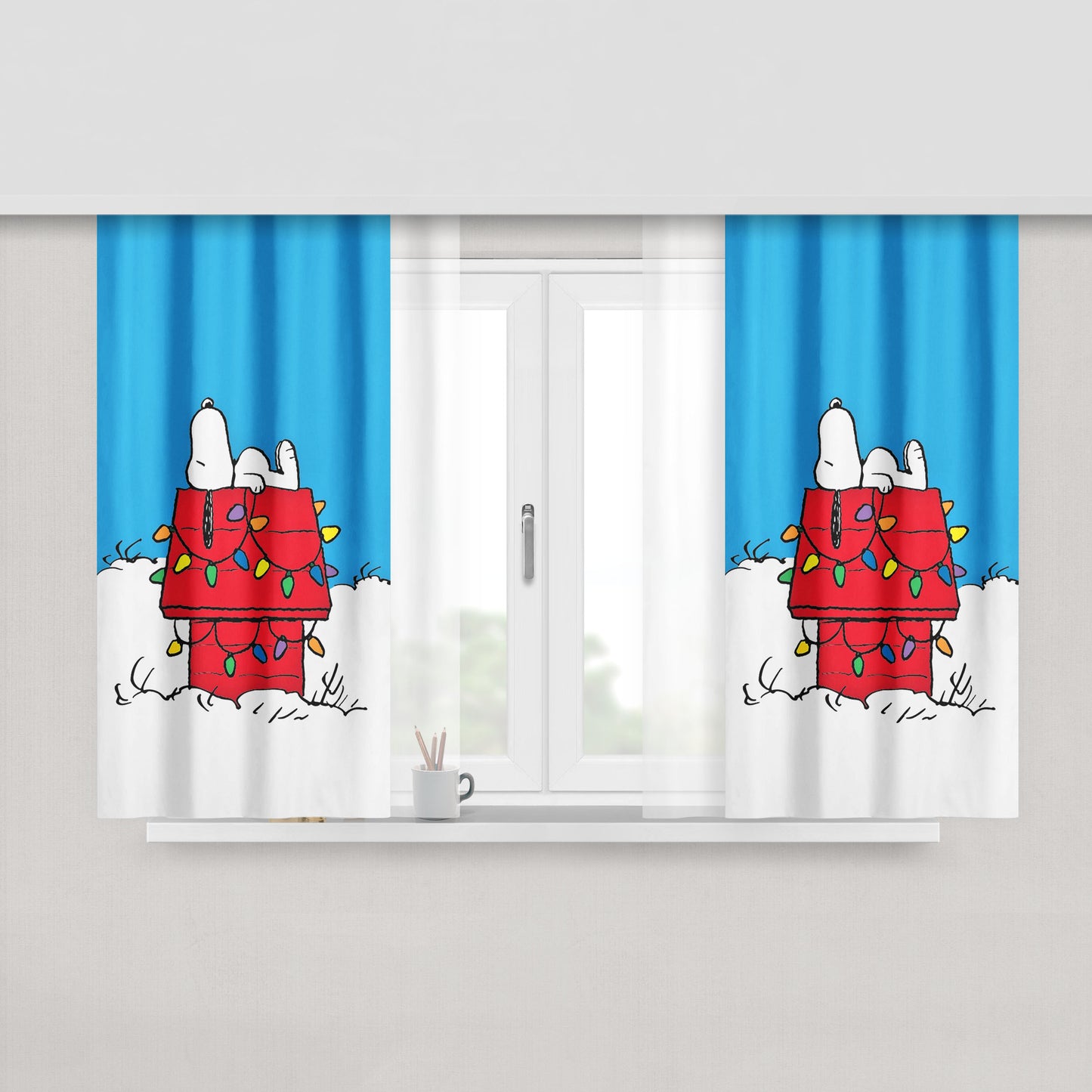 Snoopy Charlie Brown Peach Skin Window Curtains