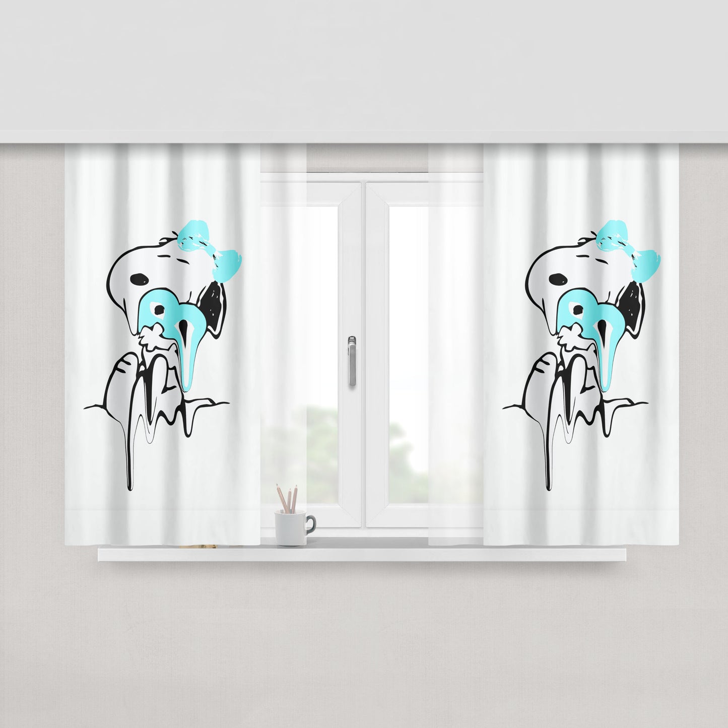 Snoopy Comic Peach Skin Window Curtains