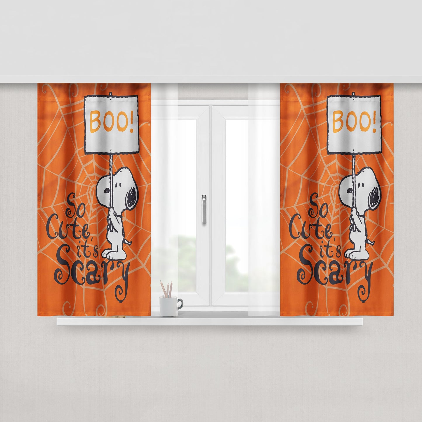 Snoopy Cooking Peach Skin Window Curtains