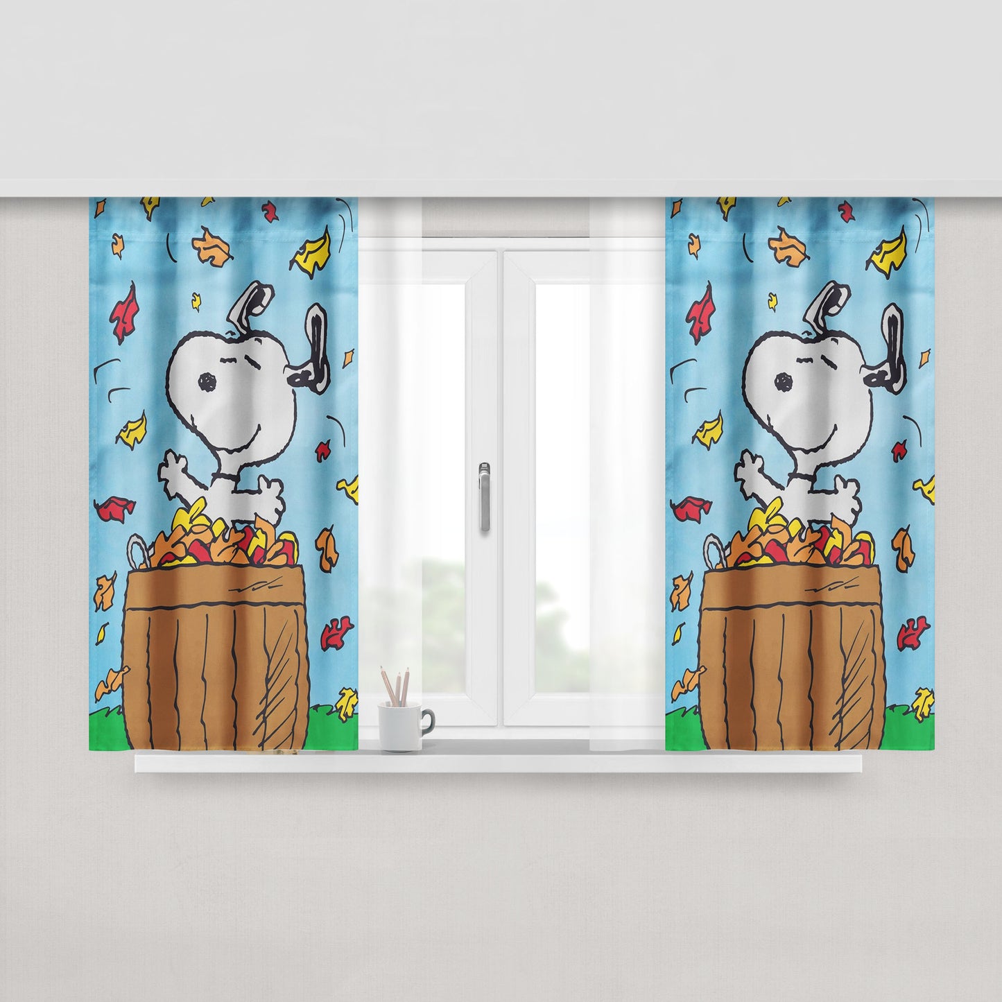 Snoopy Eat Fruits Peach Skin Window Curtains