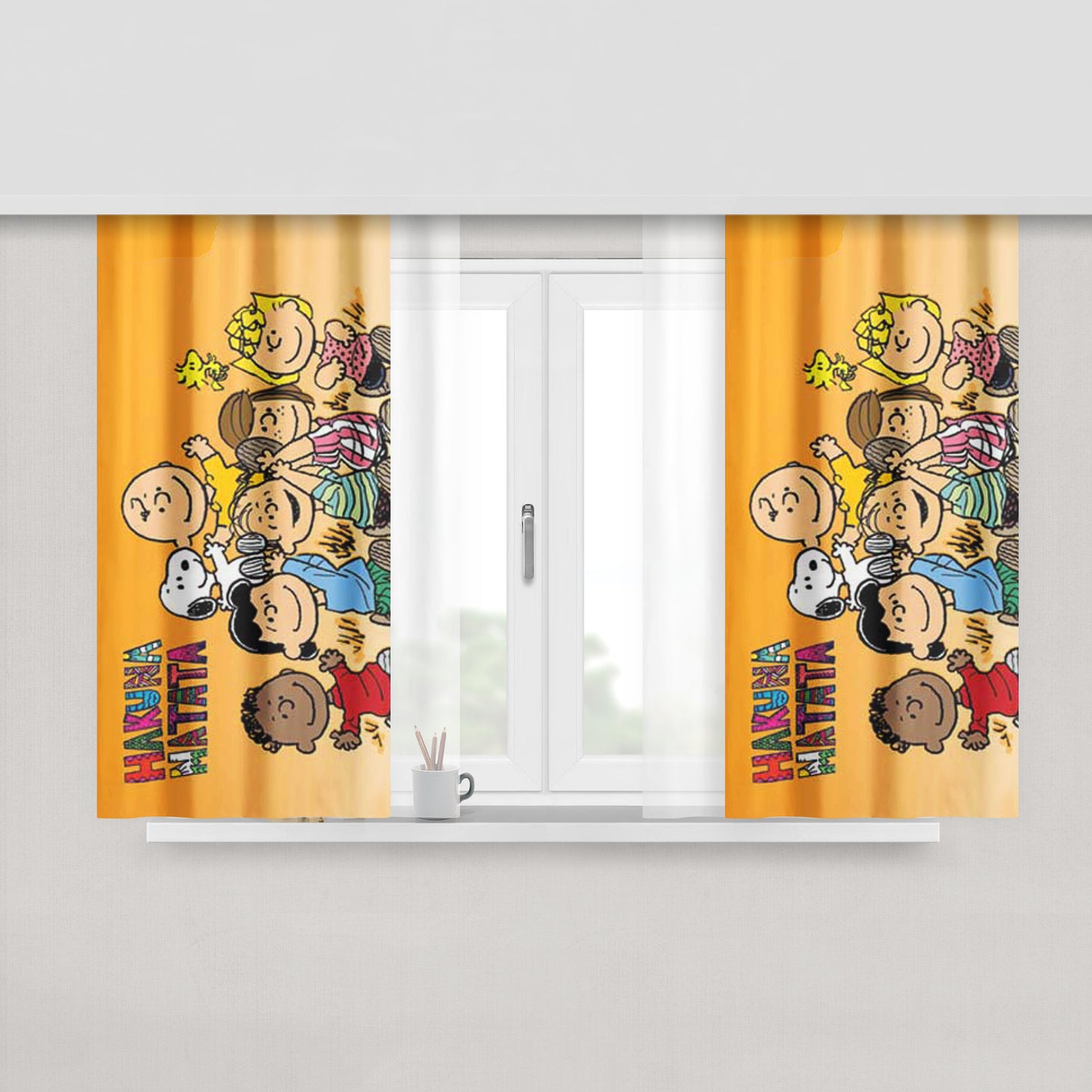 Snoopy Green Rainbow St Patricks Day Peach Skin Window Curtains