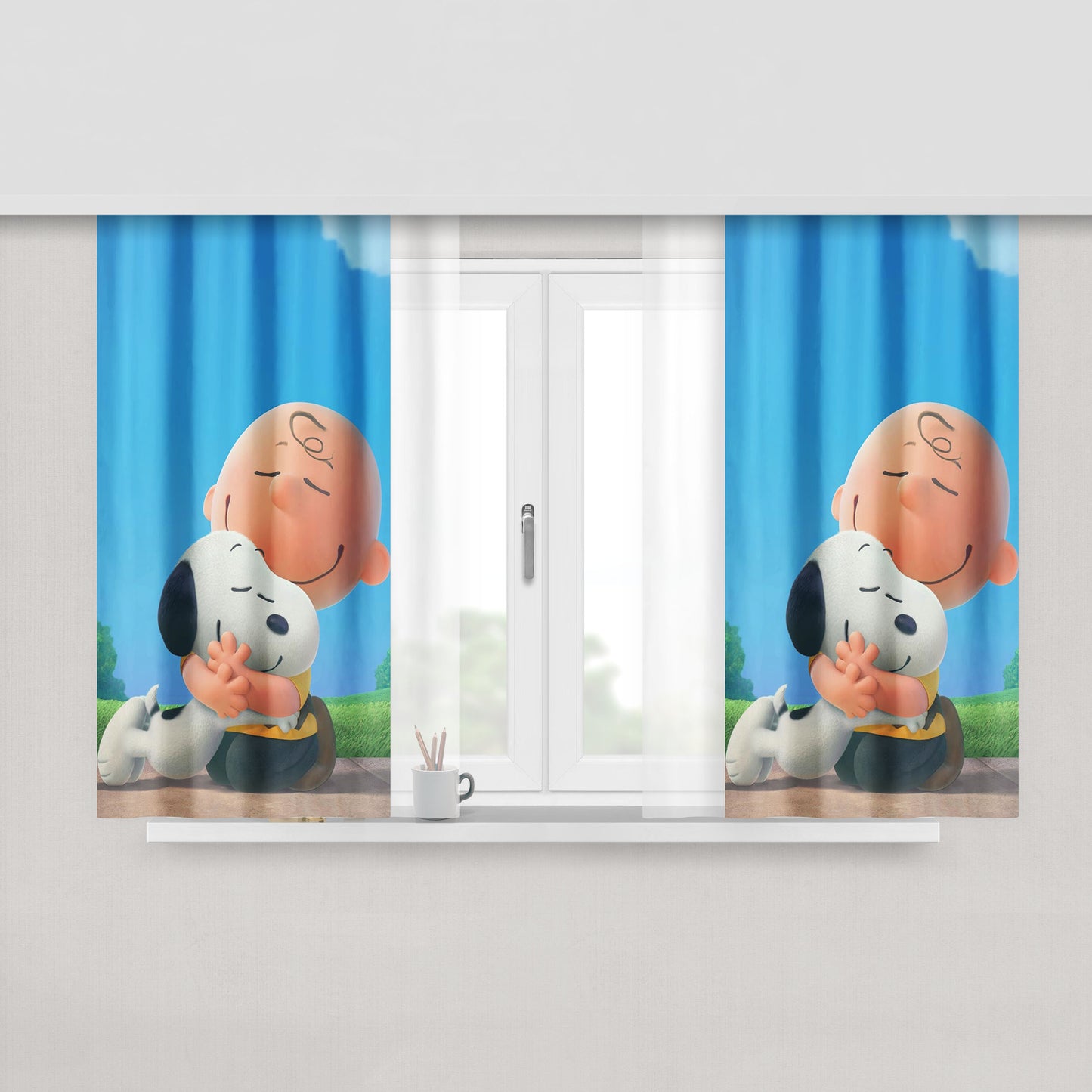 Snoopy Home Sweet Home Peach Skin Window Curtains