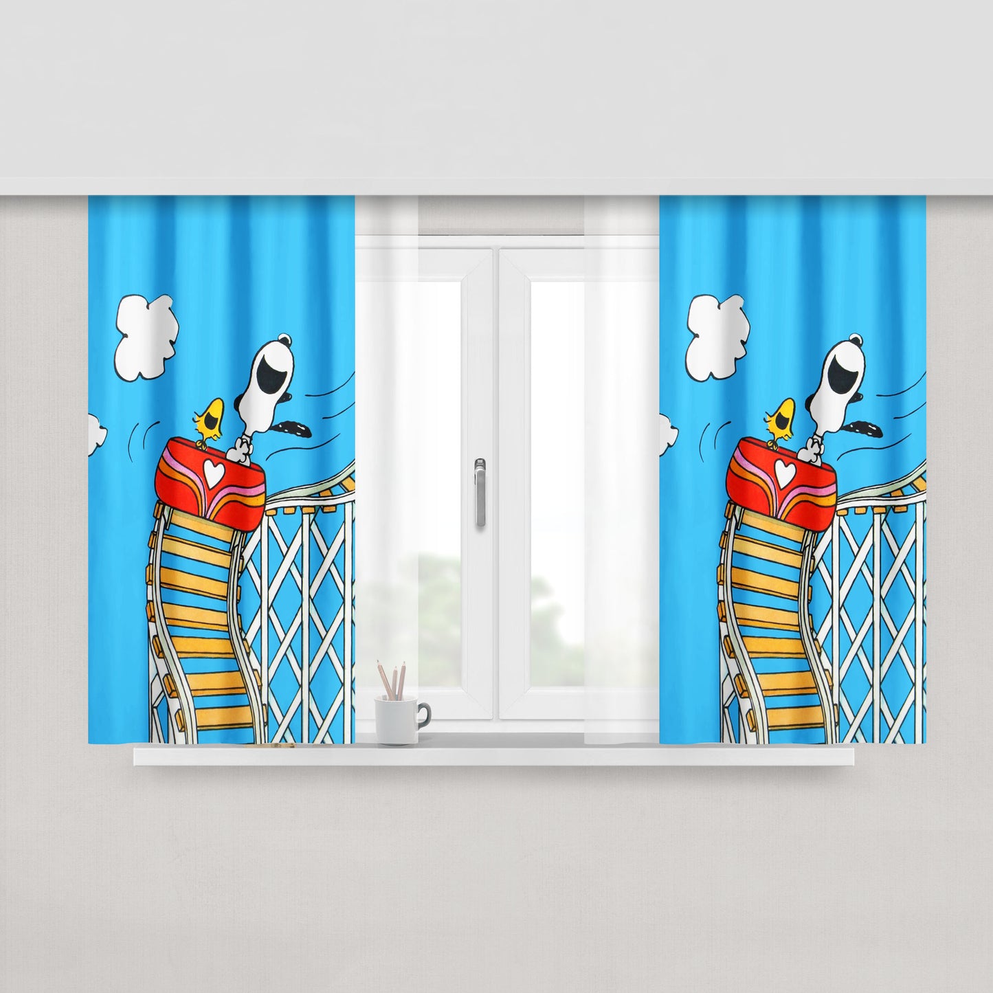 Snoopy Red Peach Skin Window Curtains