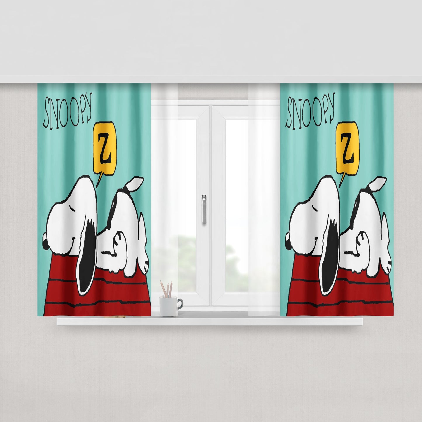 Snoopy Rollercoaster Peach Skin Window Curtains