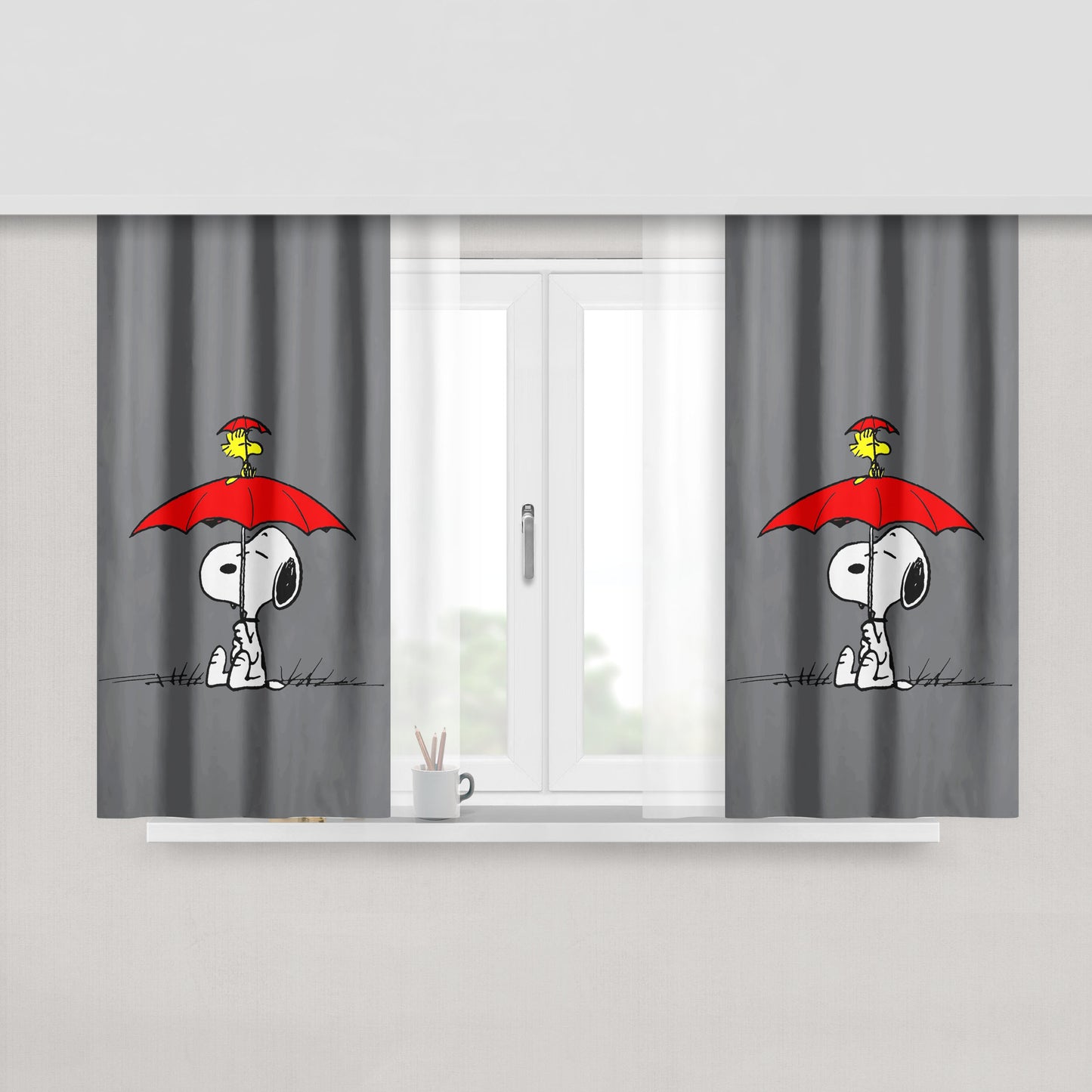 Snoopy Woodstock Spring Peach Skin Window Curtains