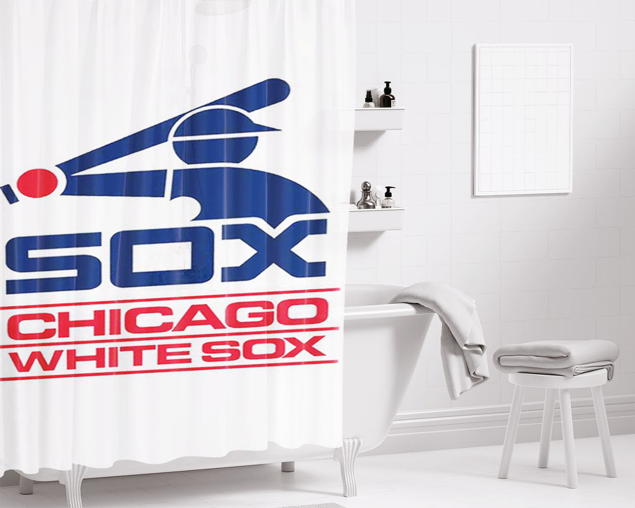 Chicago White Sox 2 Bathroom Shower Curtain Fabric Waterproof | 66 X 72 Inch
