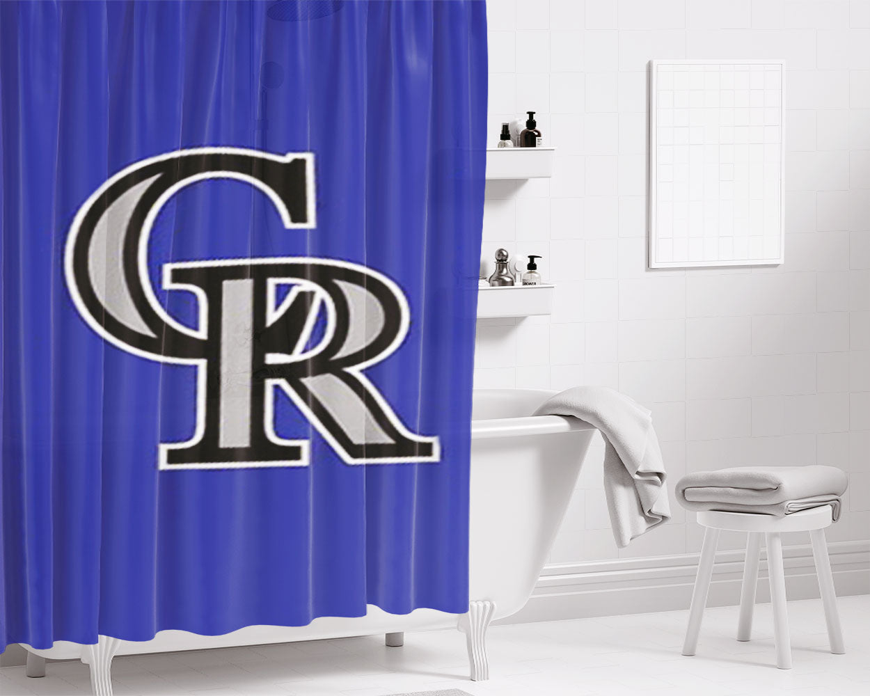 Colorado Avalanche Tan Fade Bathroom Shower Curtain Fabric Waterproof | 66 X 72 Inch
