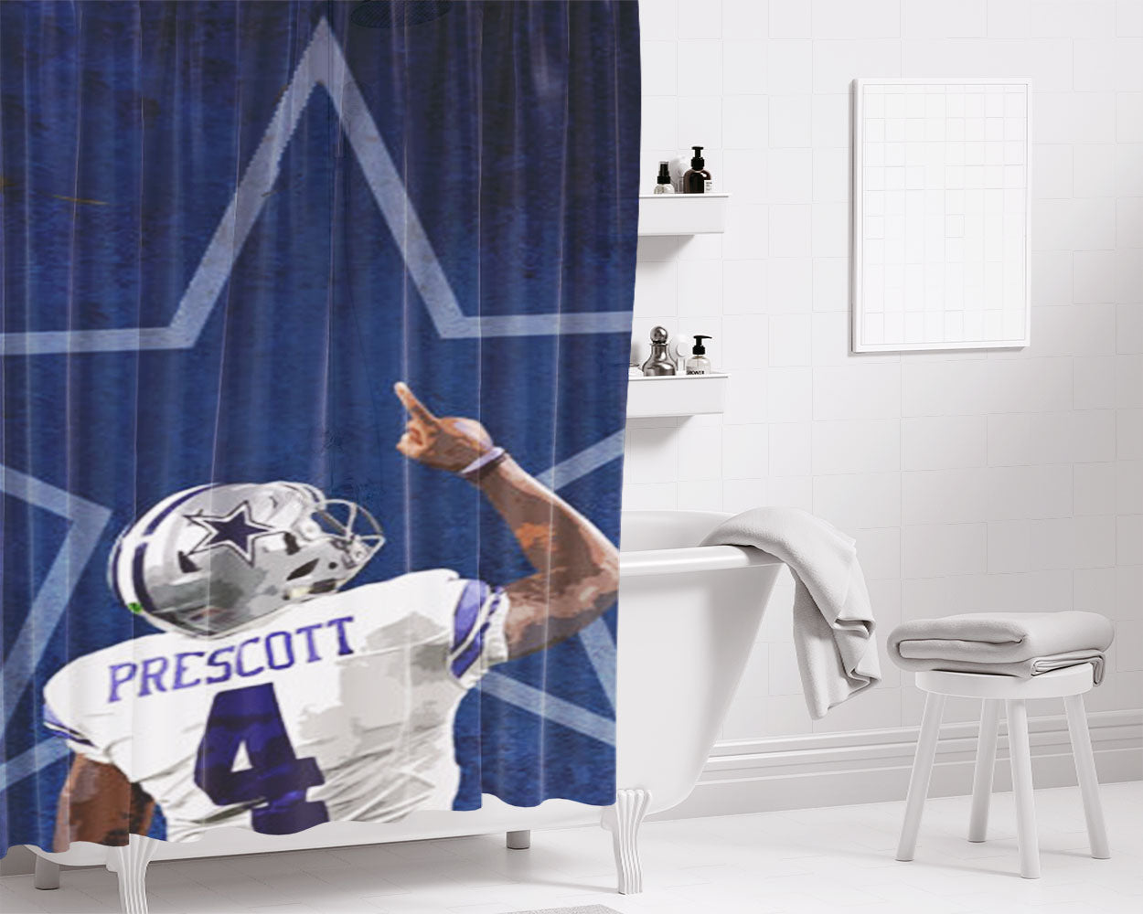Dab Cam Newton Cartoon Bathroom Shower Curtain Fabric Waterproof | 66 X 72 Inch