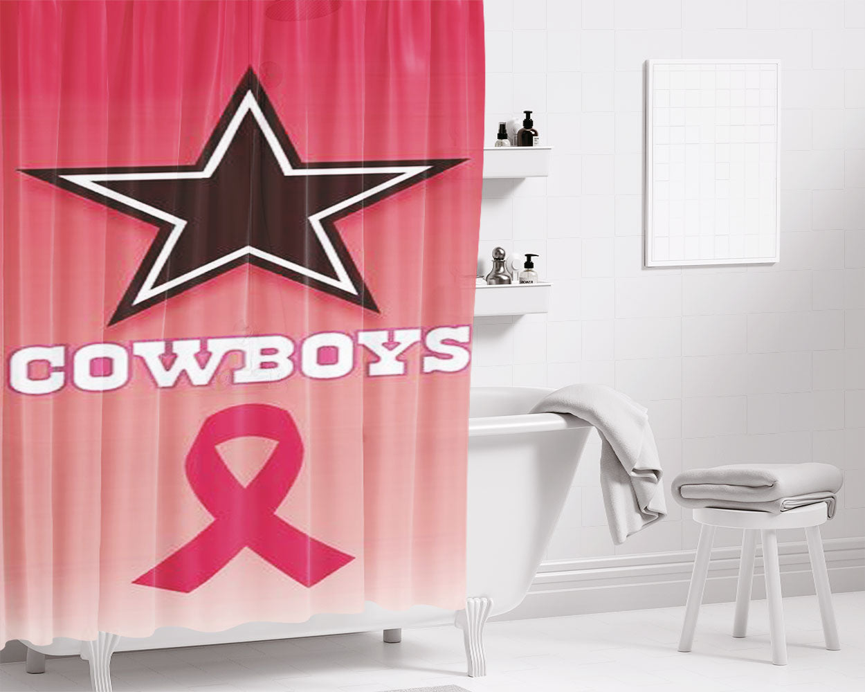 Dallas Cowboys Nfl Bathroom Shower Curtain Fabric Waterproof | 66 X 72 Inch