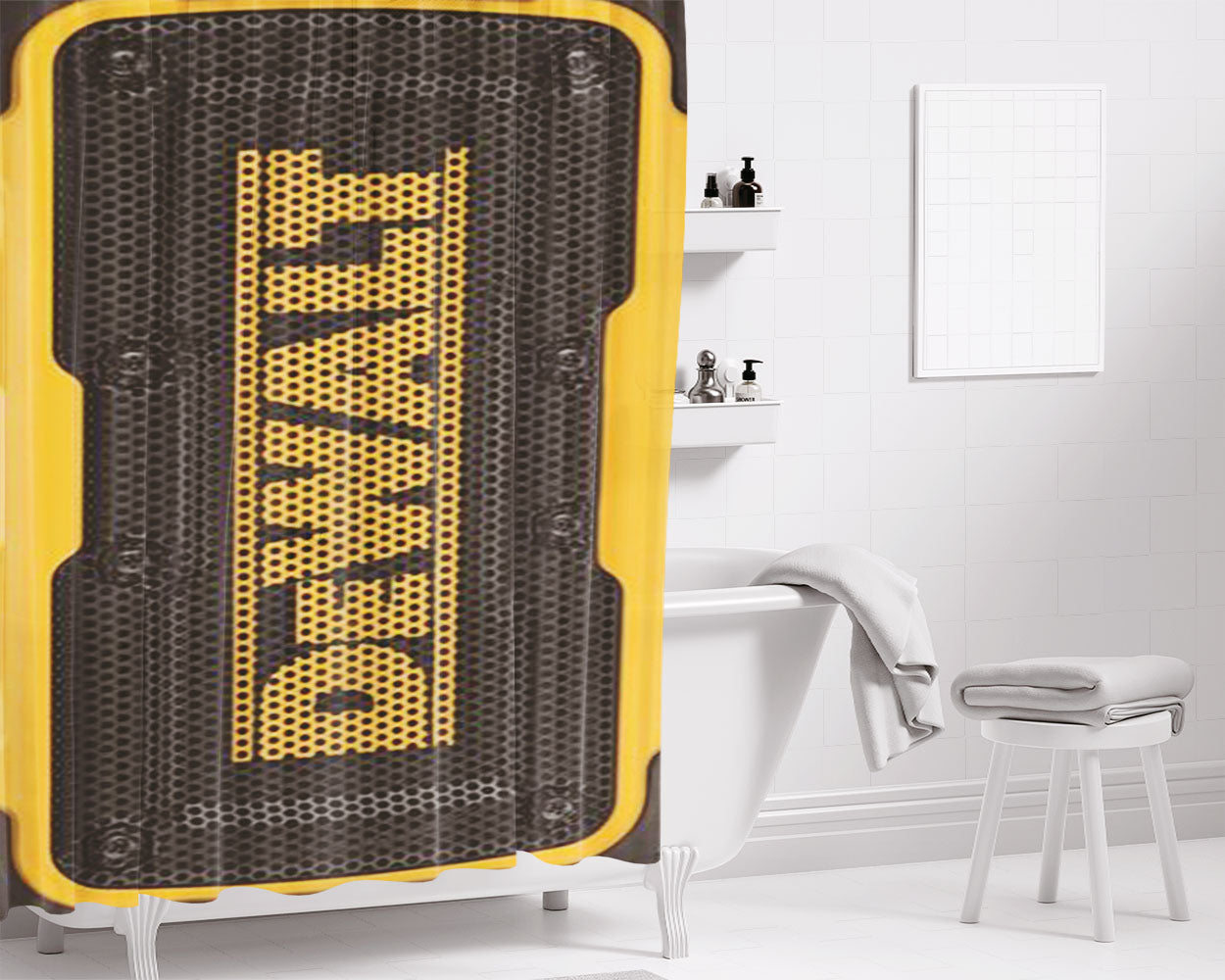 Dewalt Jobsite Radio 2 Bathroom Shower Curtain Fabric Waterproof | 66 X 72 Inch