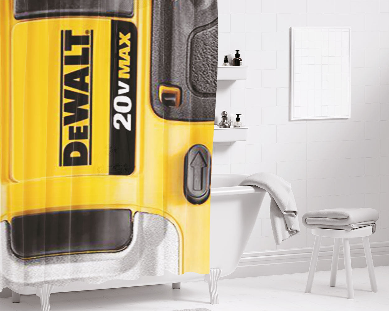 Dewalt System Music Radio Bathroom Shower Curtain Fabric Waterproof | 66 X 72 Inch