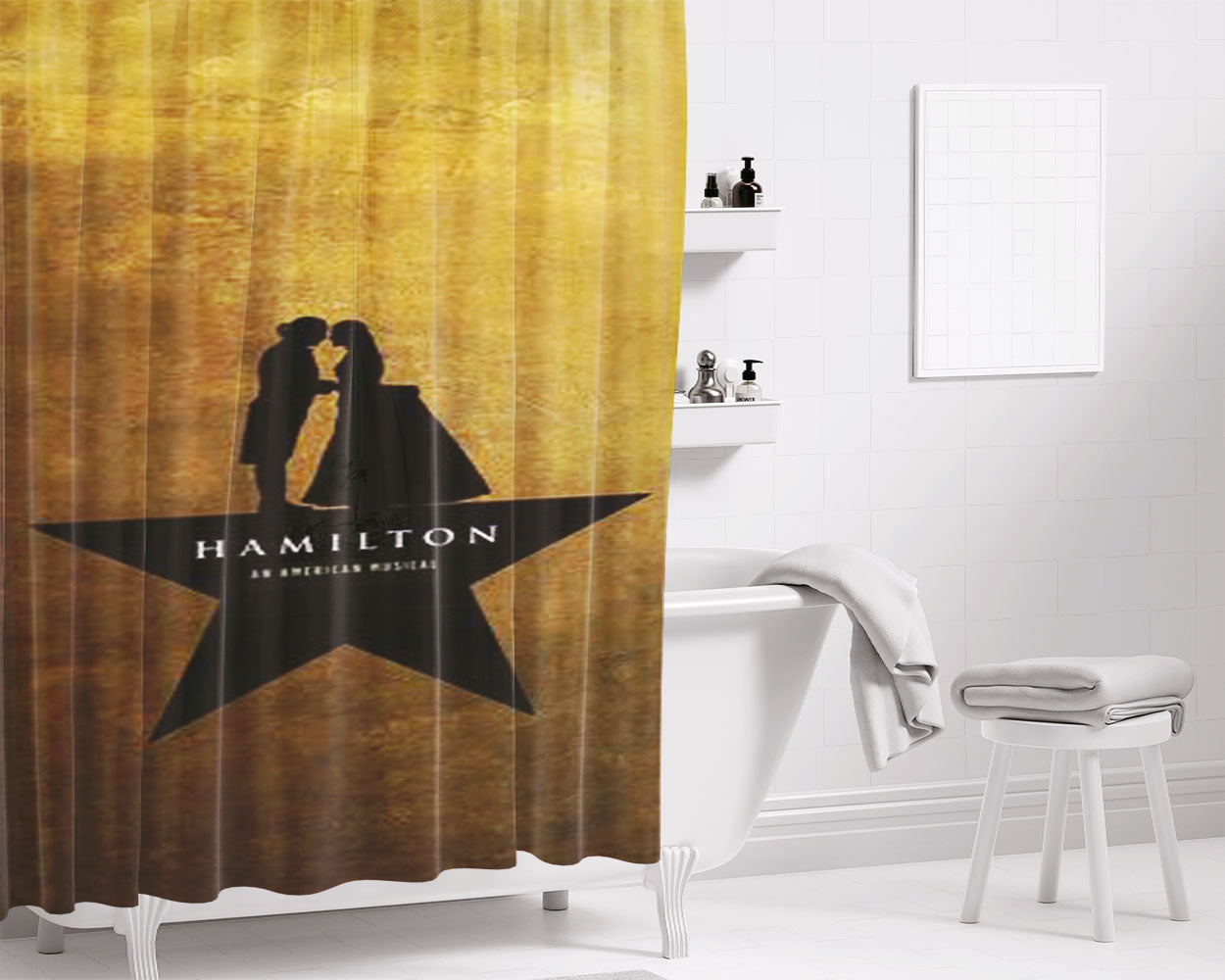 Hamilton An American Music Bathroom Shower Curtain Fabric Waterproof | 66 X 72 Inch