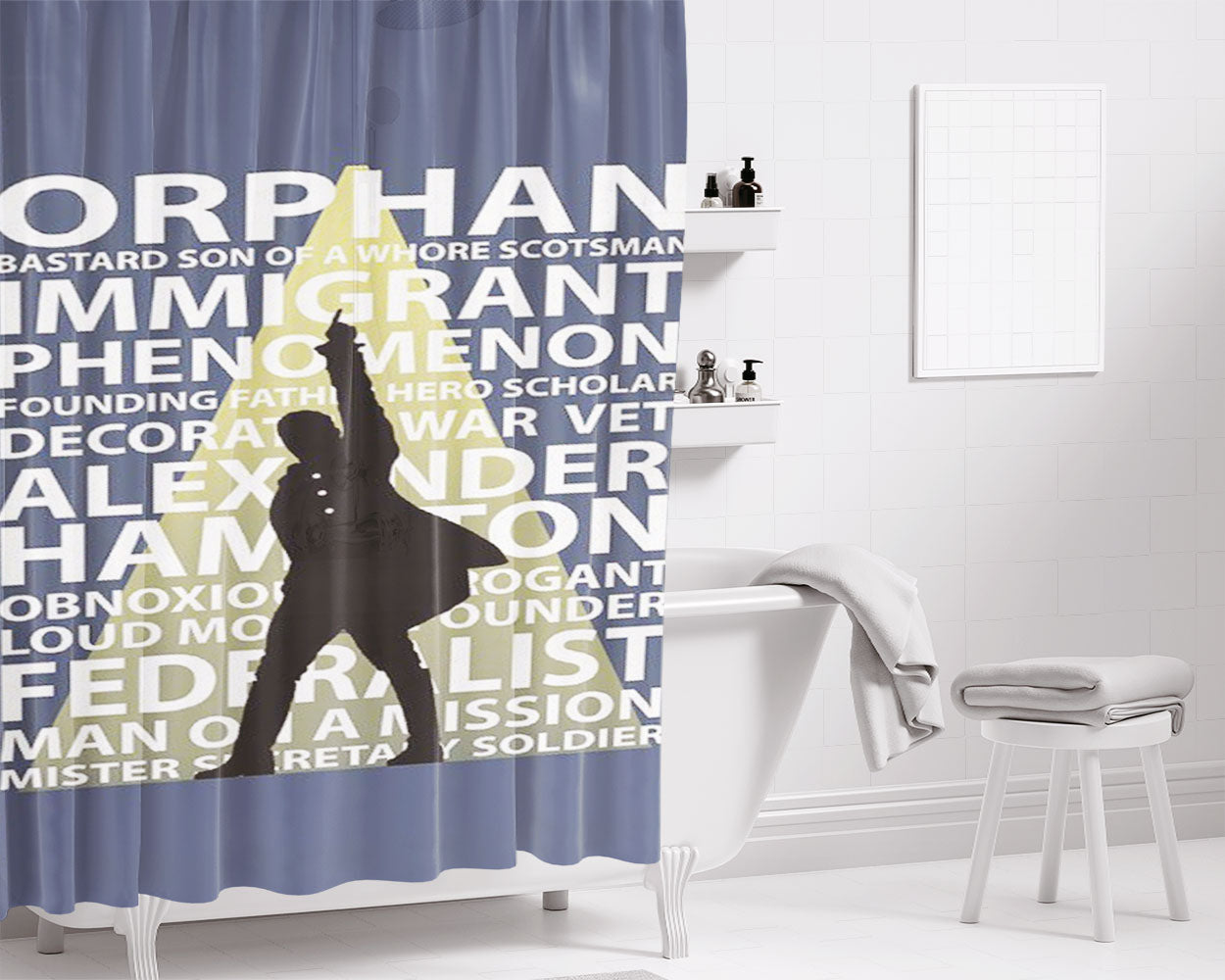 Hamilton Musical Quote Bathroom Shower Curtain Fabric Waterproof | 66 X 72 Inch