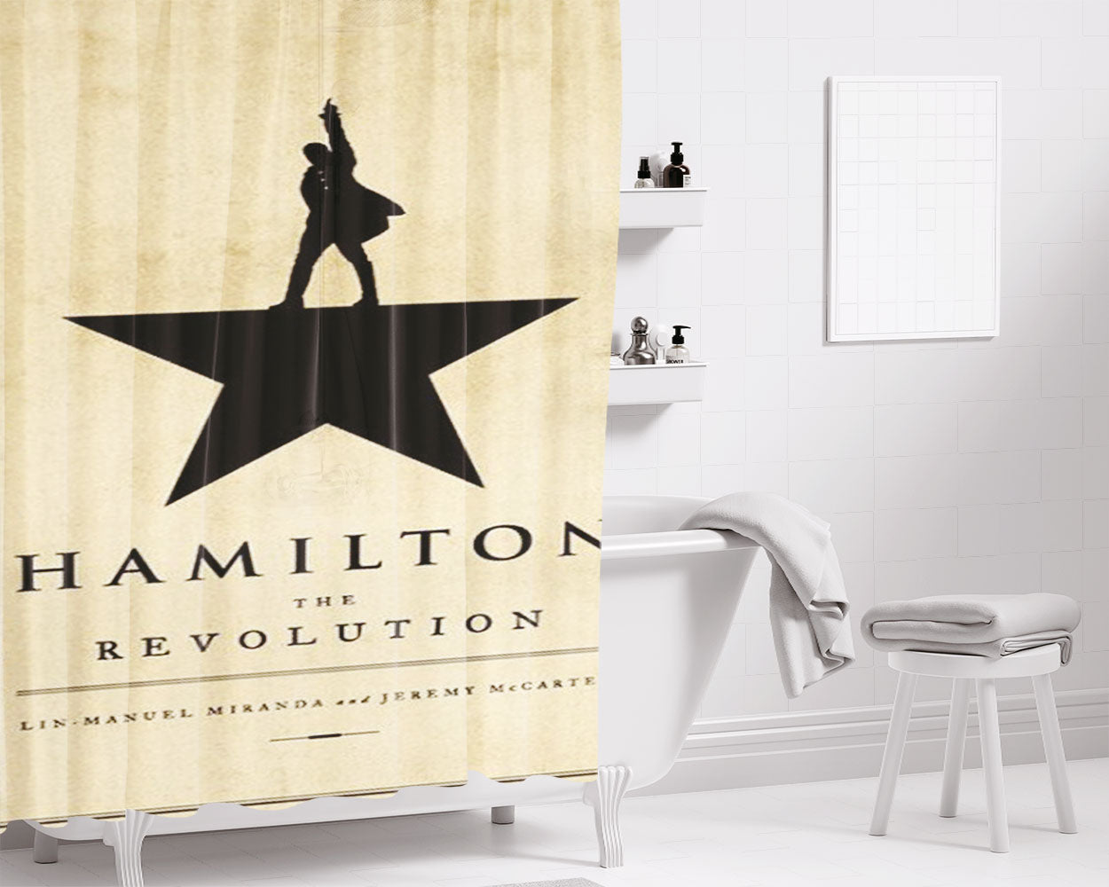 Hamilton The Musical Lyric Bathroom Shower Curtain Fabric Waterproof | 66 X 72 Inch