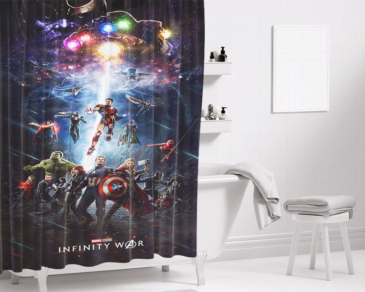 Infinity War Poster Black Panther Bathroom Shower Curtain Fabric Waterproof | 66 X 72 Inch