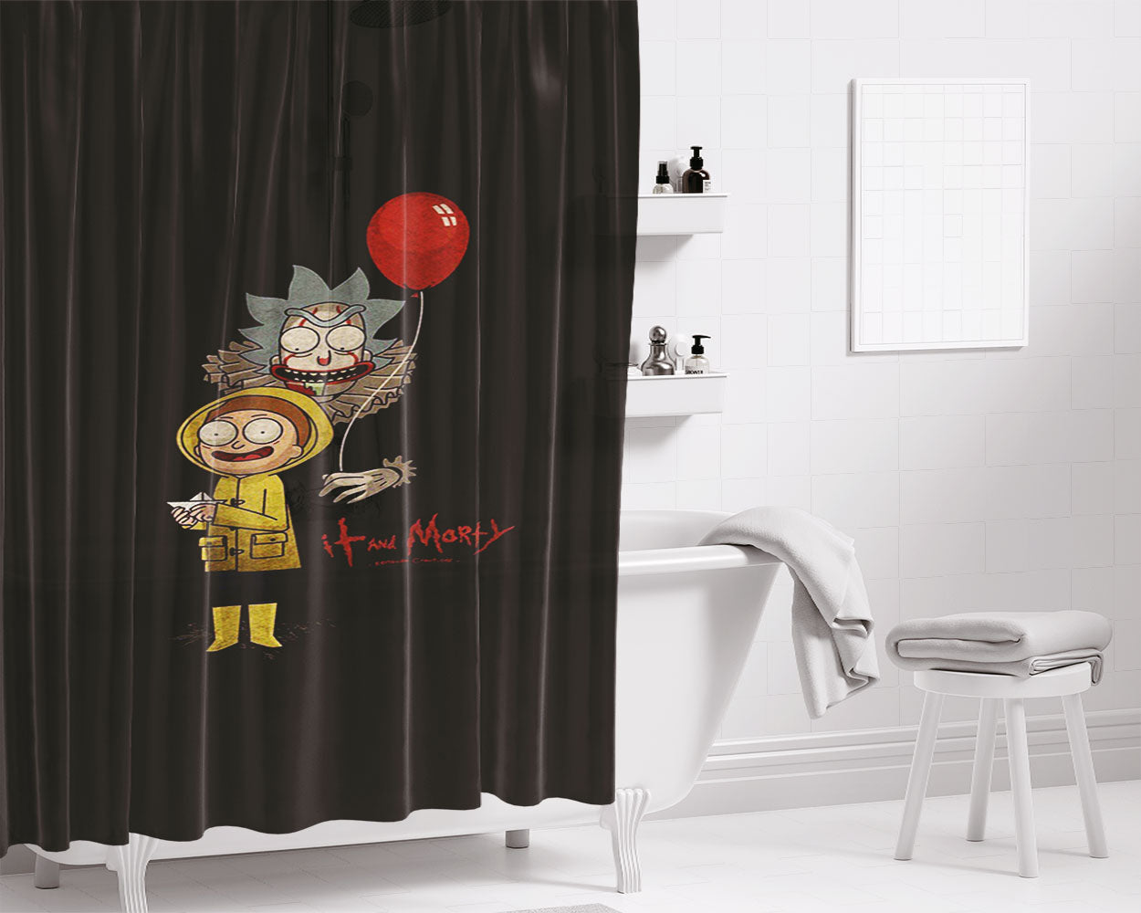 It Clown Pennywise Balloon 2 Bathroom Shower Curtain Fabric Waterproof | 66 X 72 Inch