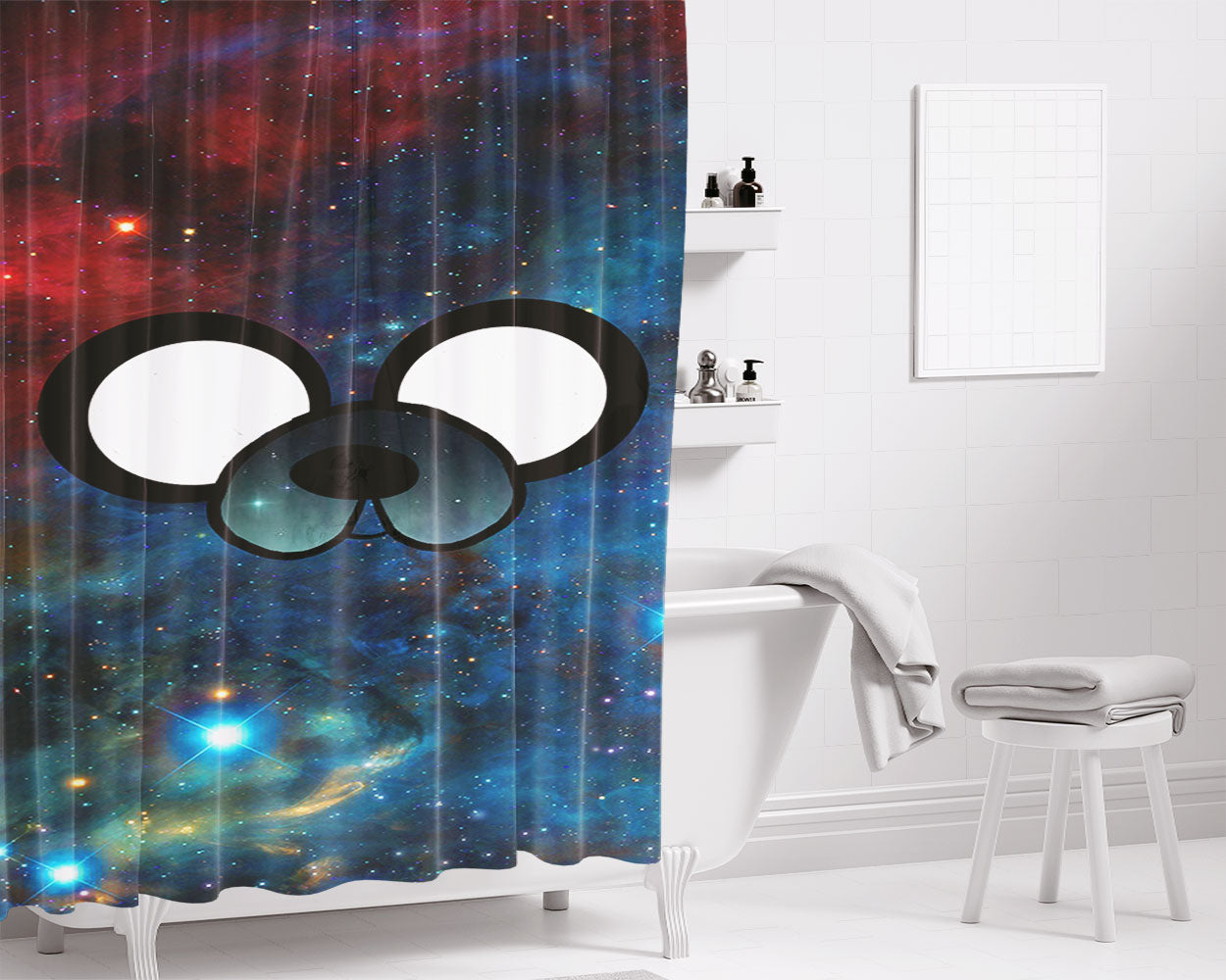 Jake Adventure Time Doodle Ice Cream Bathroom Shower Curtain Fabric Waterproof | 66 X 72 Inch