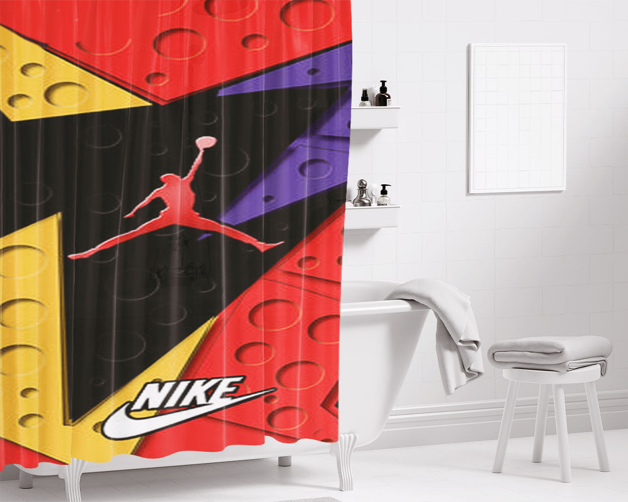 Jordan And Toon Space Jam Bathroom Shower Curtain Fabric Waterproof | 66 X 72 Inch