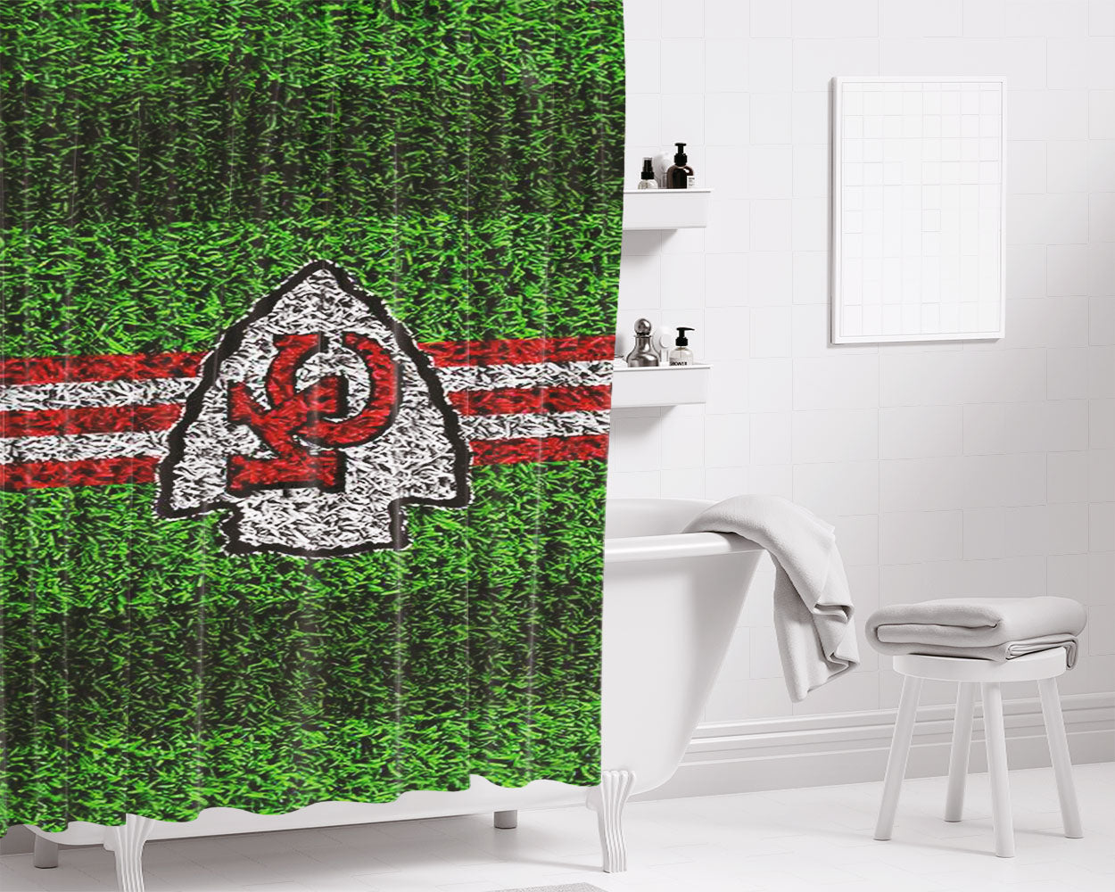 Kansas City Chiefs Nfl Logo Dark Wood Wallpaper Bathroom Shower Curtain Fabric Waterproof | 66 X 72 Inch