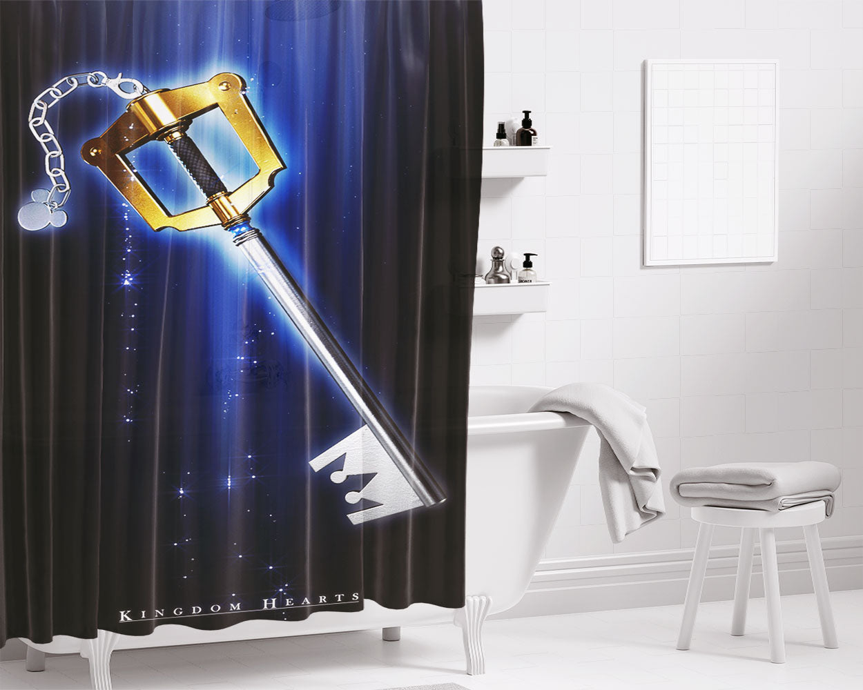 Kingdom Hearts Disney Bathroom Shower Curtain Fabric Waterproof | 66 X 72 Inch