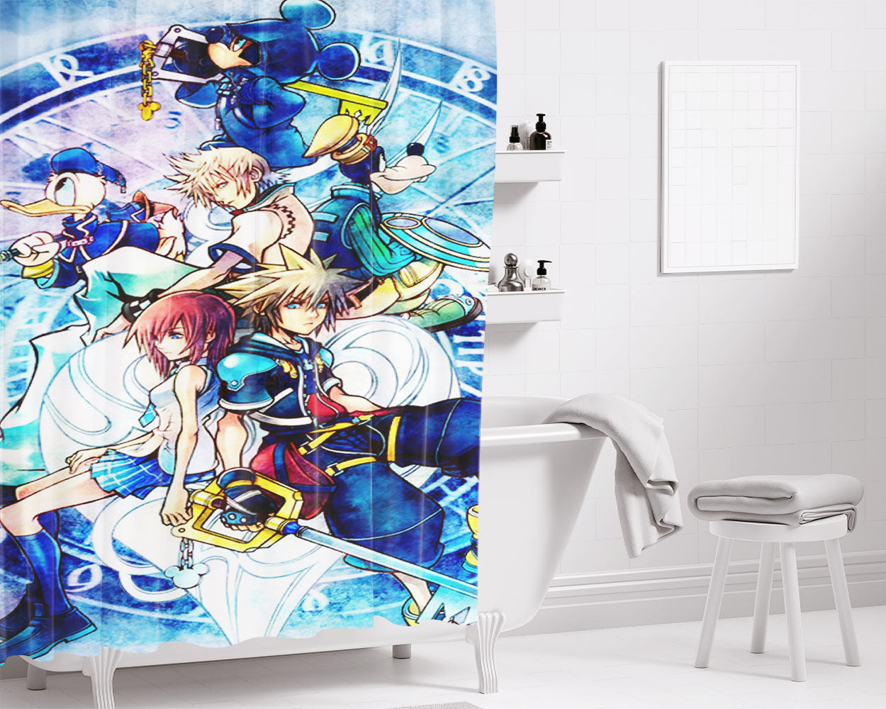 Kingdom Hearts Sora Keyblade Bathroom Shower Curtain Fabric Waterproof | 66 X 72 Inch