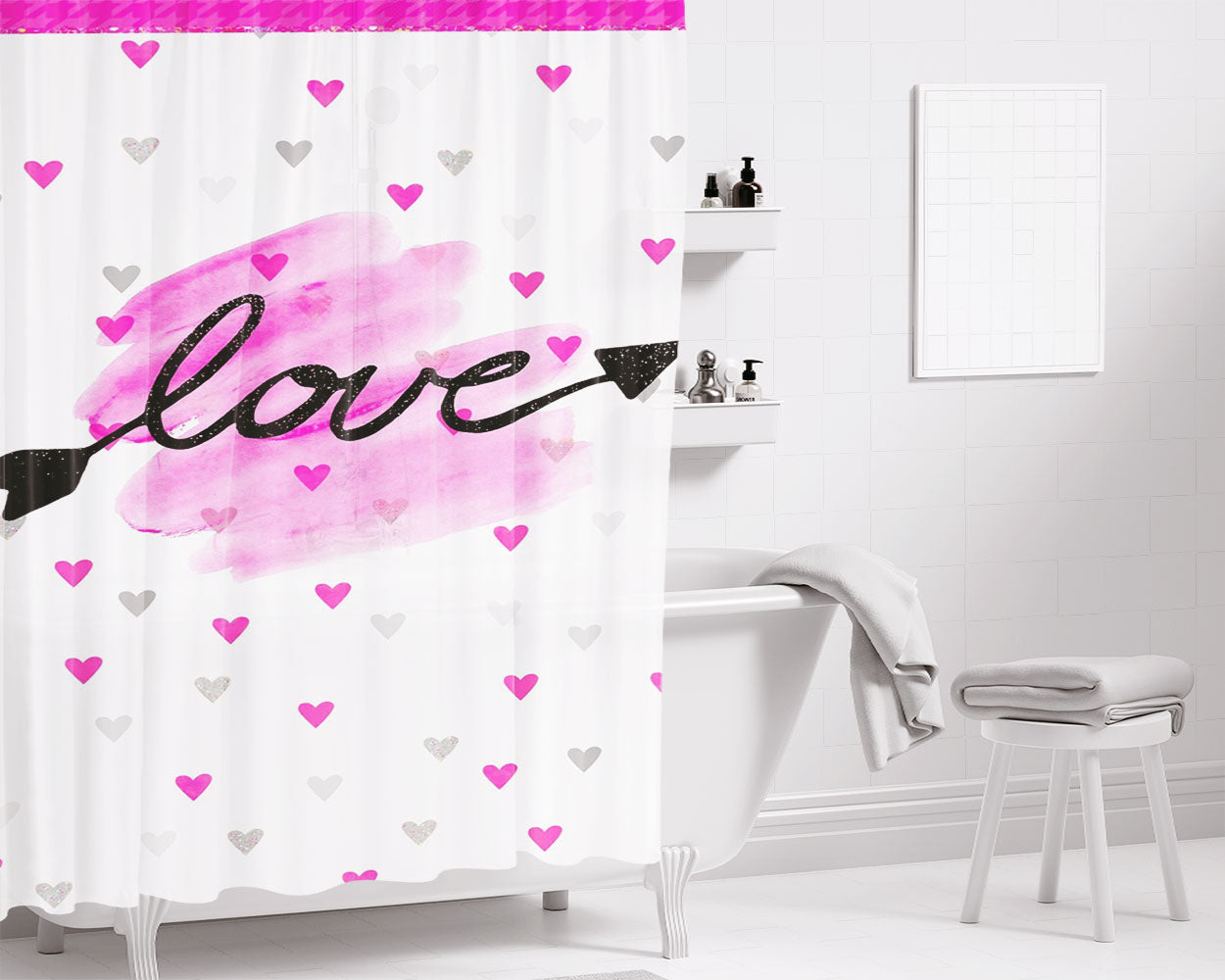 Kitten Aztec Pattern Bathroom Shower Curtain Fabric Waterproof | 66 X 72 Inch