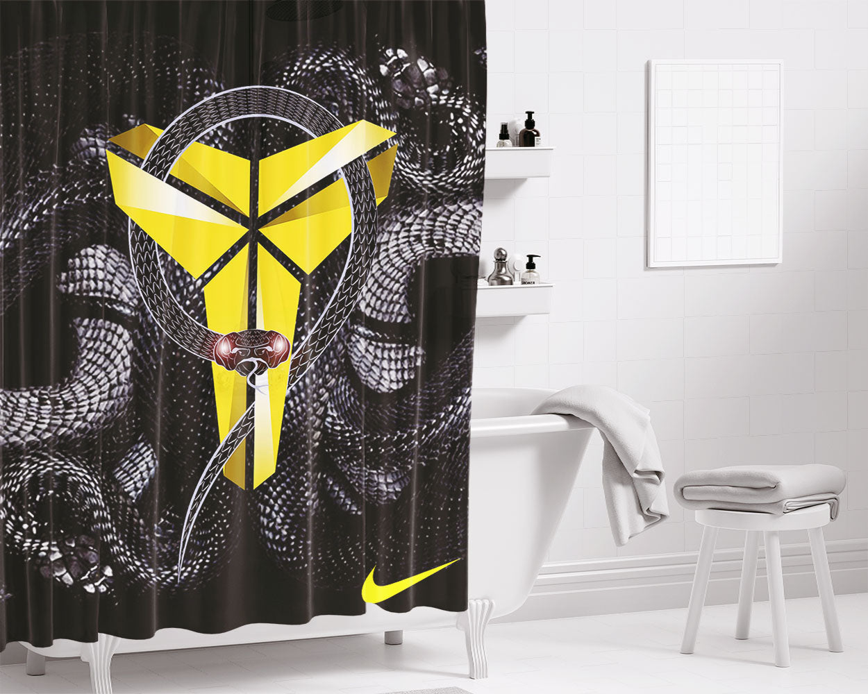 Kobe Bryant Nike Shoes Bathroom Shower Curtain Fabric Waterproof | 66 X 72 Inch