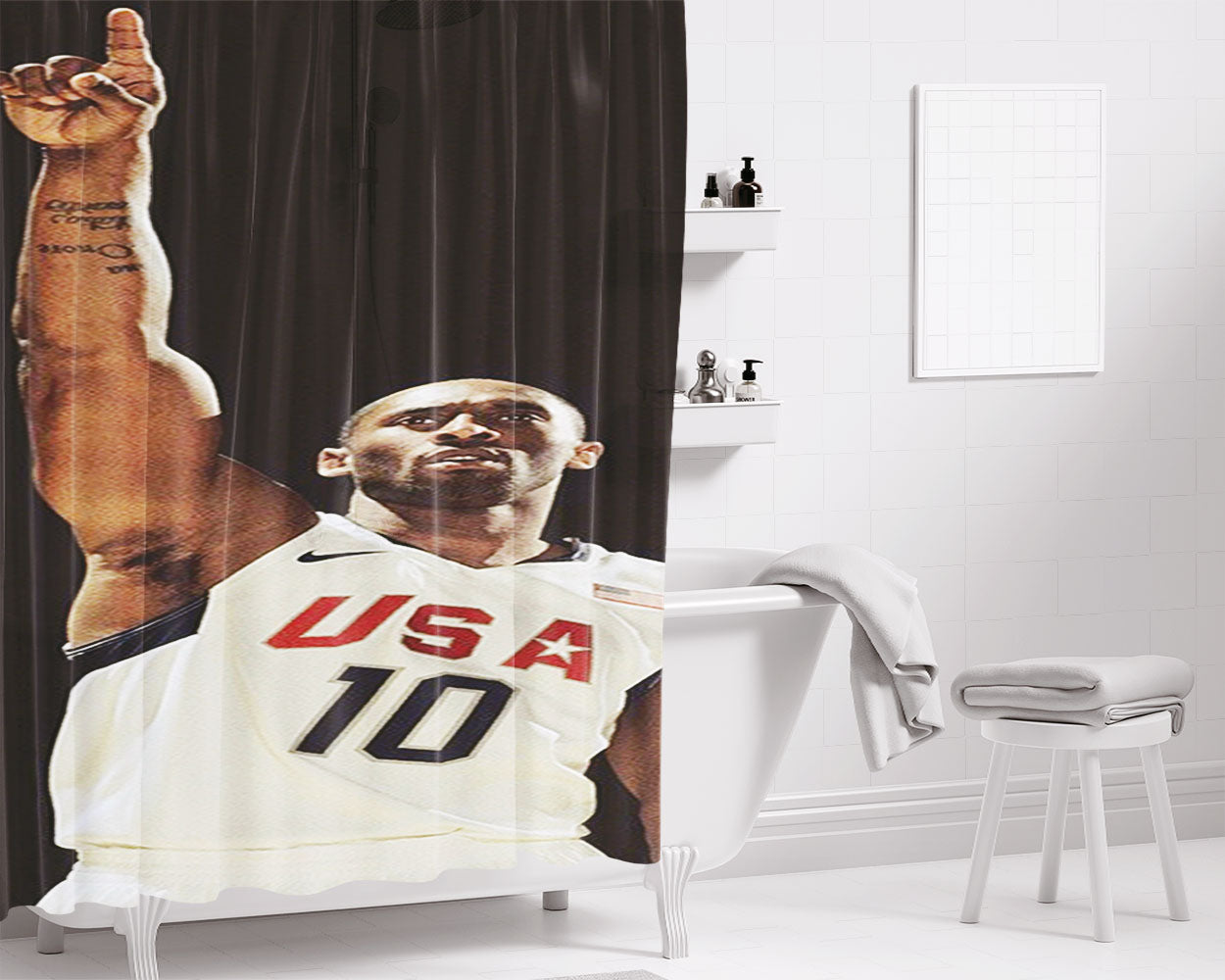 Kobe Bryant Usa Lakers Legend Bathroom Shower Curtain Fabric Waterproof | 66 X 72 Inch