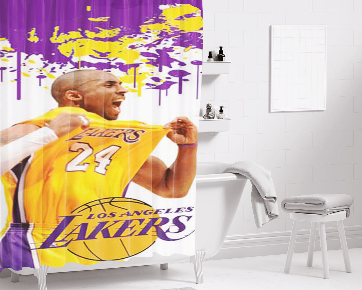 La Lakers Kobe Bryant Bathroom Shower Curtain Fabric Waterproof | 66 X 72 Inch
