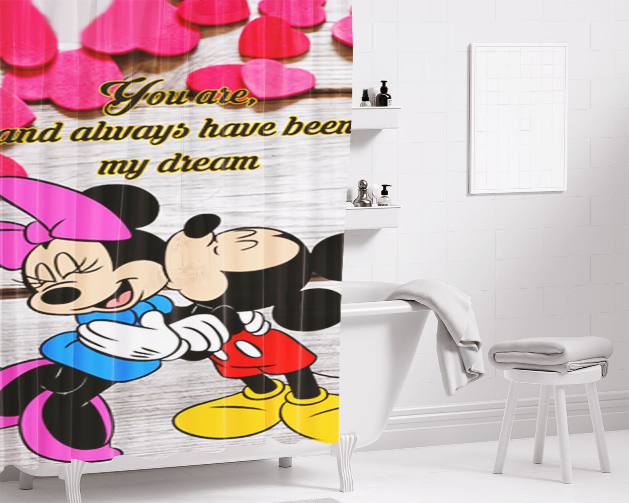 Mickey And Minnie Mouse Coach Cool Bathroom Shower Curtain Fabric Waterproof | 66 X 72 Inch