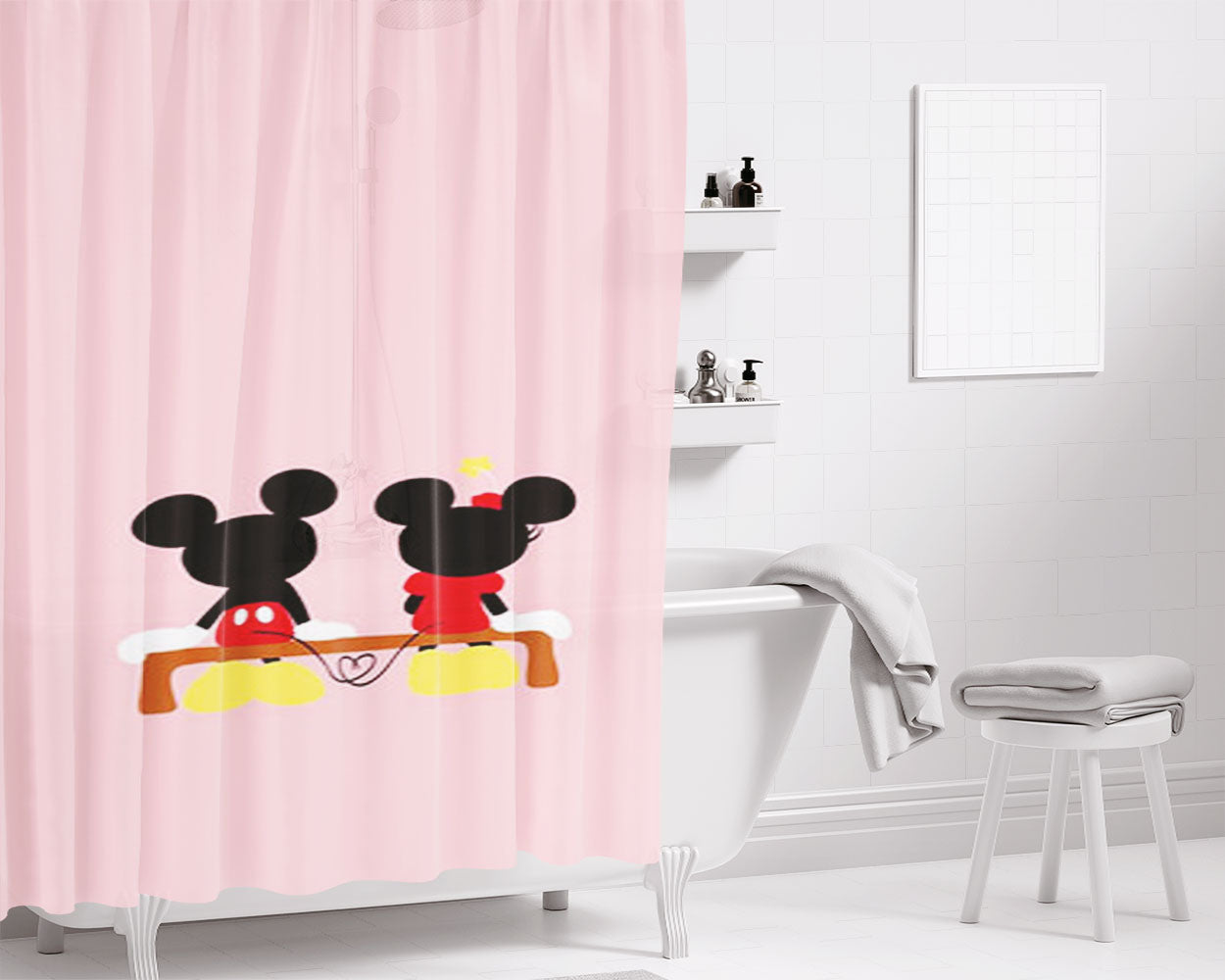 Mickey Minnie Halloween Bathroom Shower Curtain Fabric Waterproof | 66 X 72 Inch