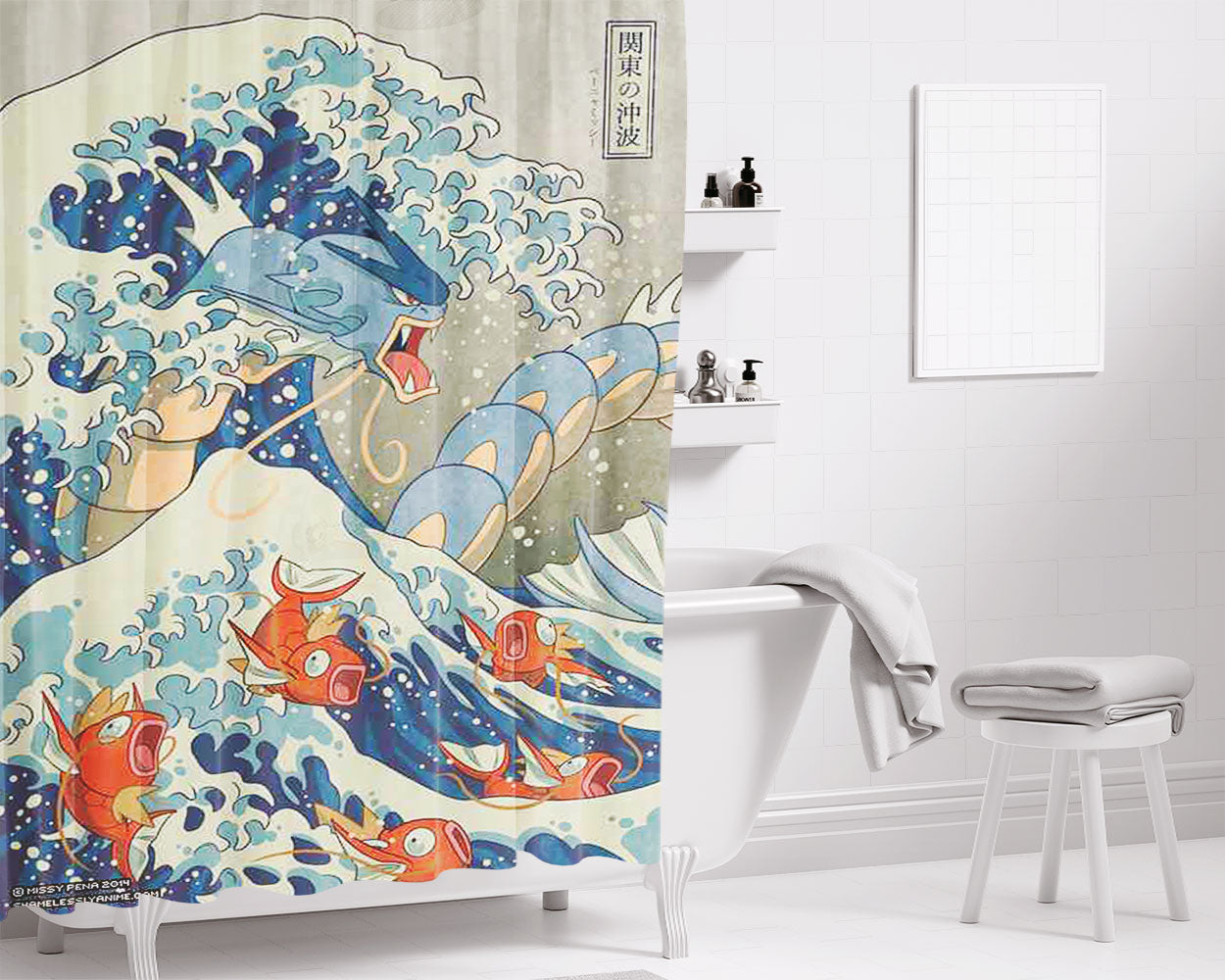 Pokemon Night Halloween Bathroom Shower Curtain Fabric Waterproof | 66 X 72 Inch