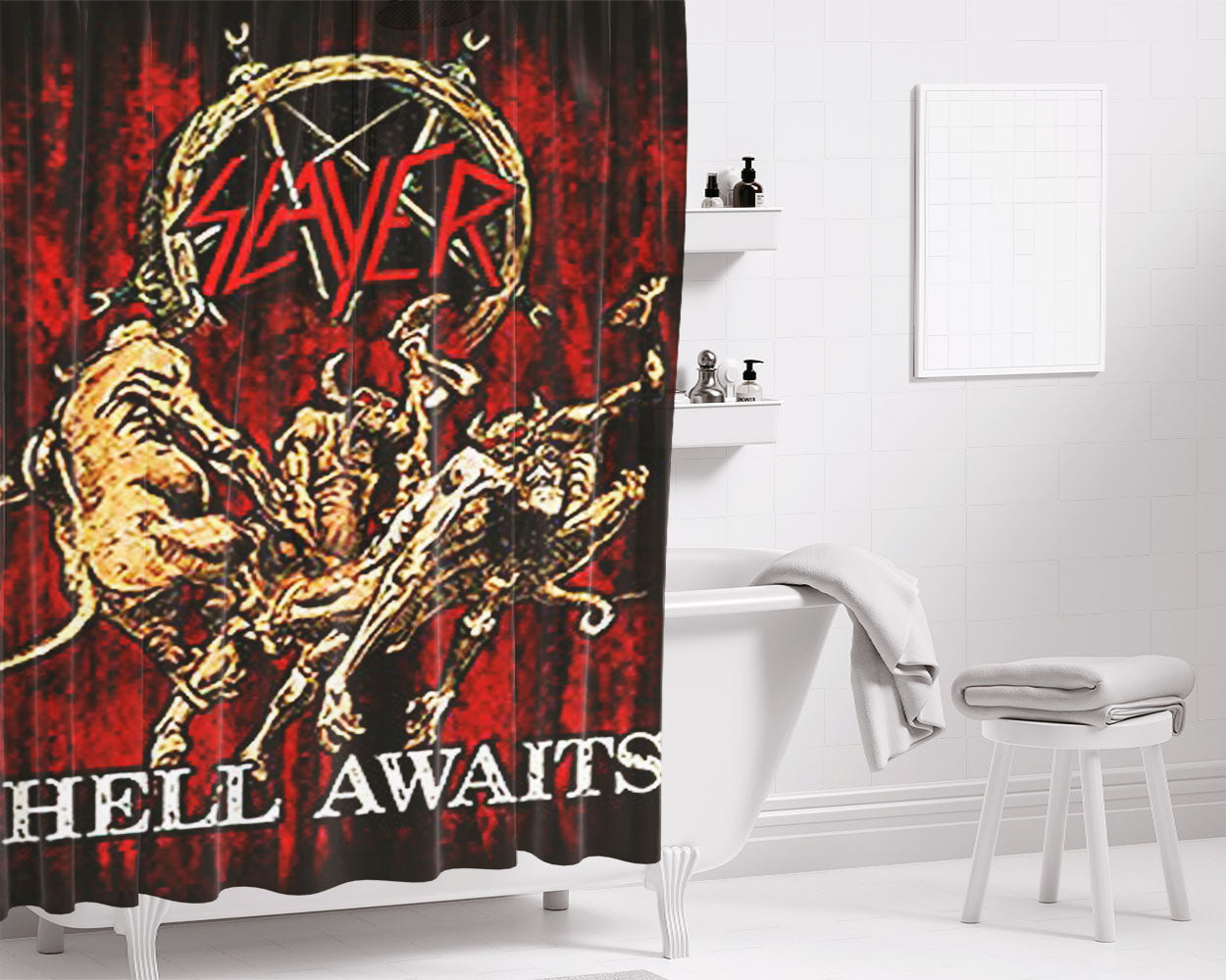 Slayer Eagle Logo Bathroom Shower Curtain Fabric Waterproof | 66 X 72 Inch